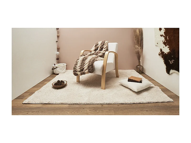 Tapis Alaska Creme 150x200cm Blanc, Beige