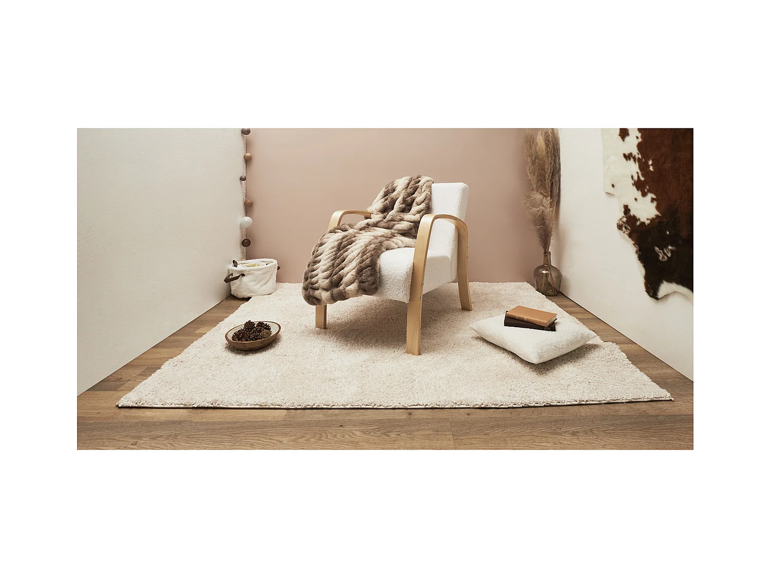 Tapis Alaska Creme 150x200cm Blanc, Beige