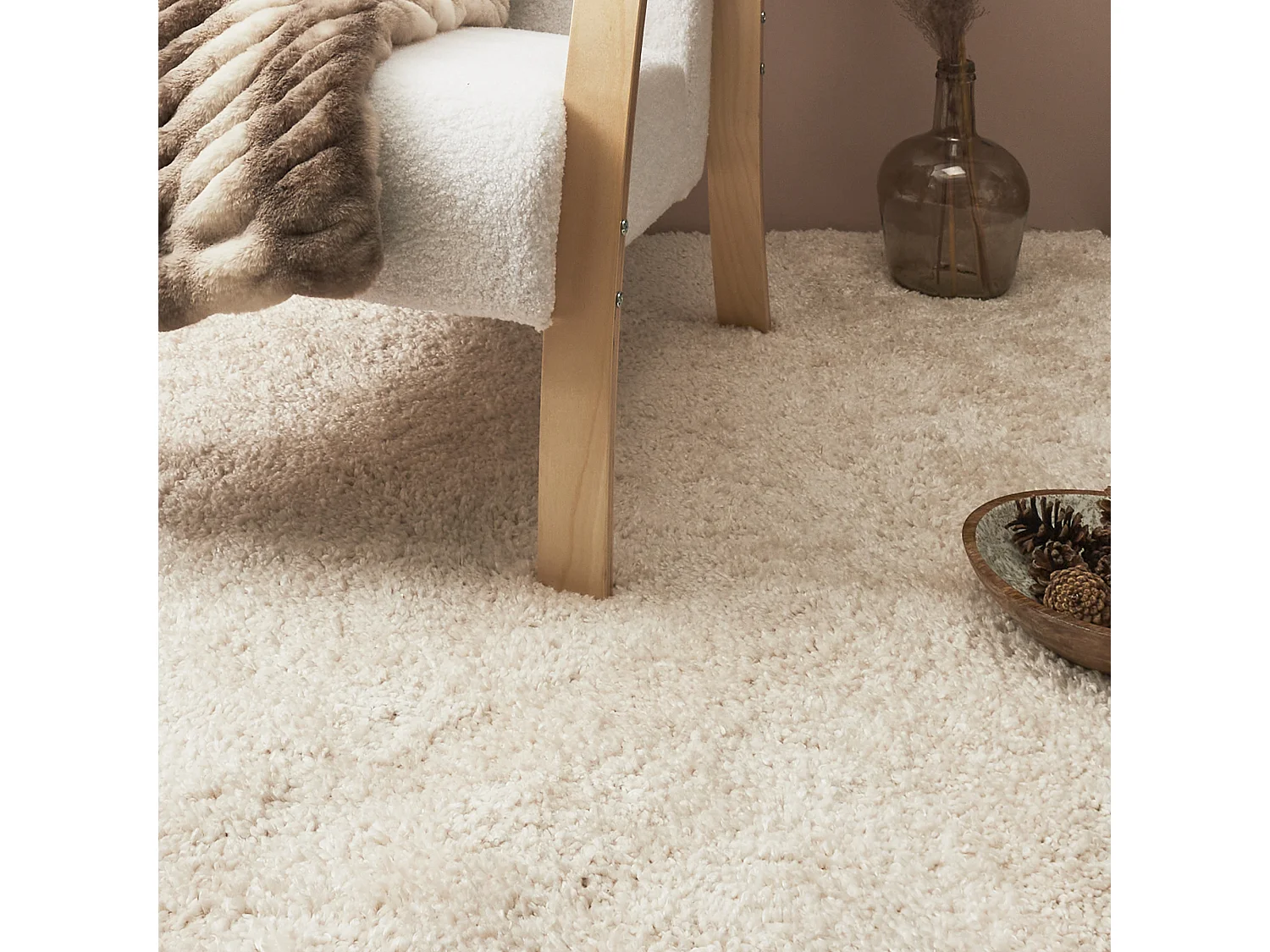 Tapis Alaska Creme 150x200cm Blanc, Beige