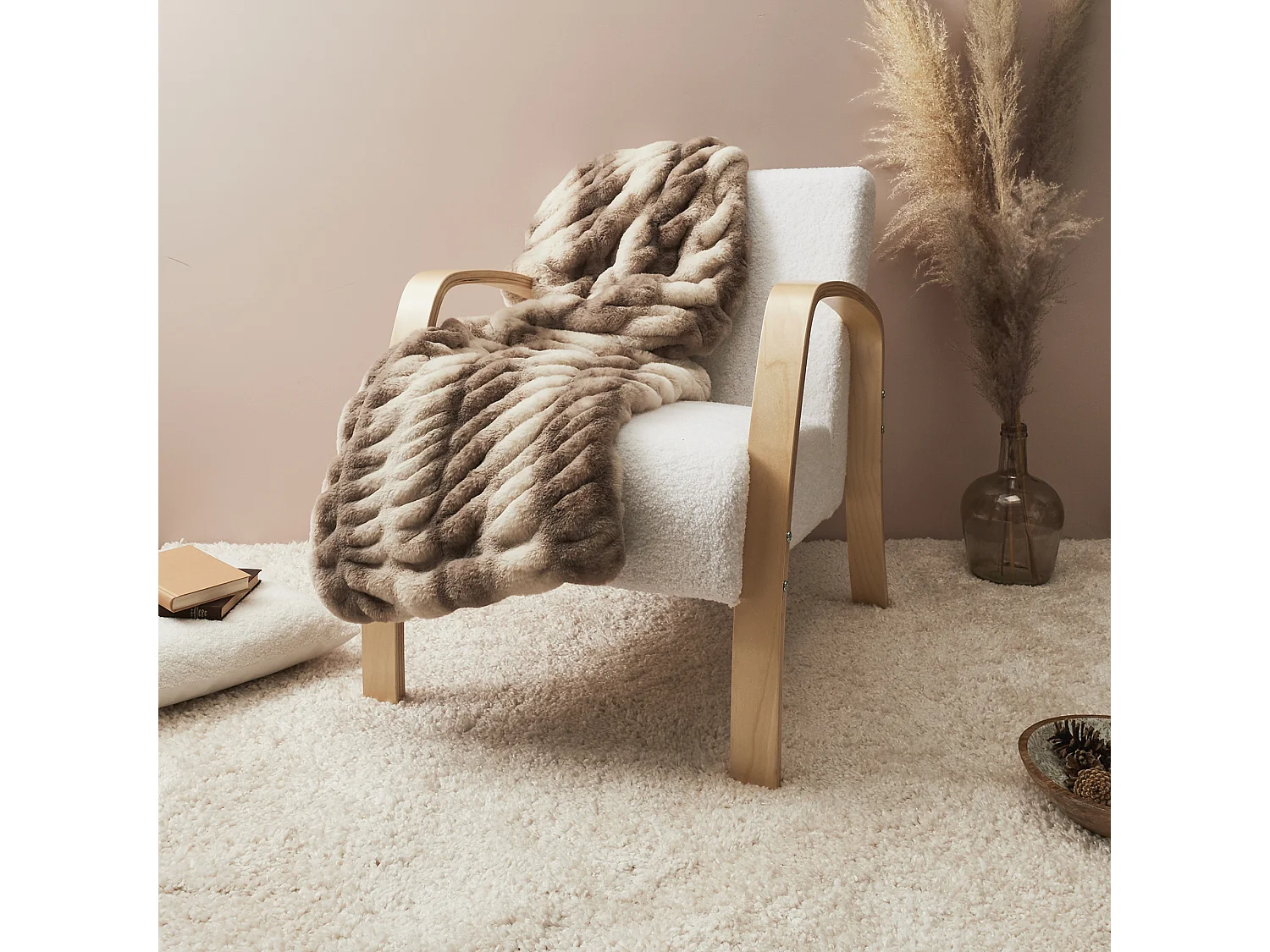 Tapis Alaska Creme 150x200cm Blanc, Beige