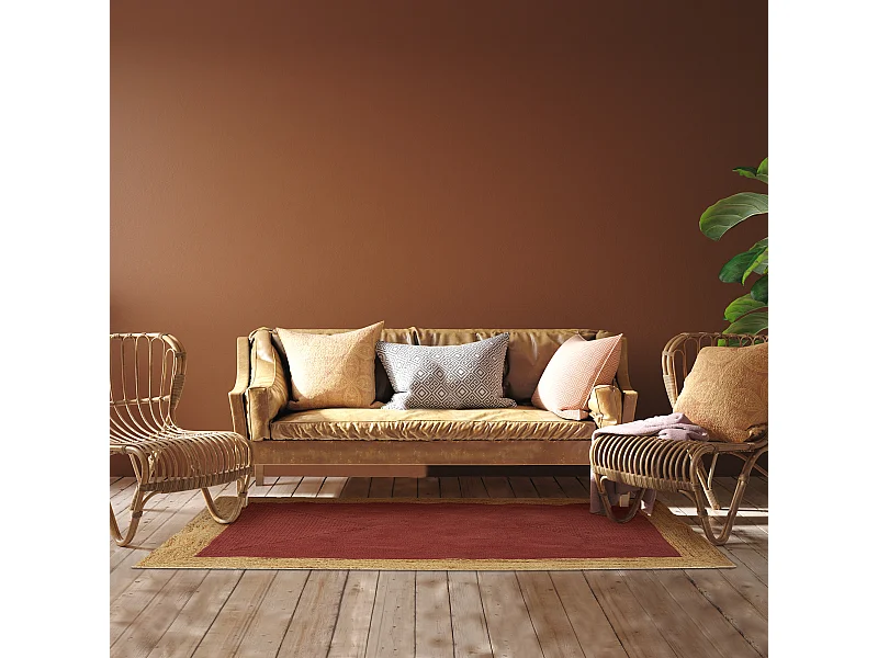 Tapis Jute Coton Terracotta 120x170cm Rouge, Marron