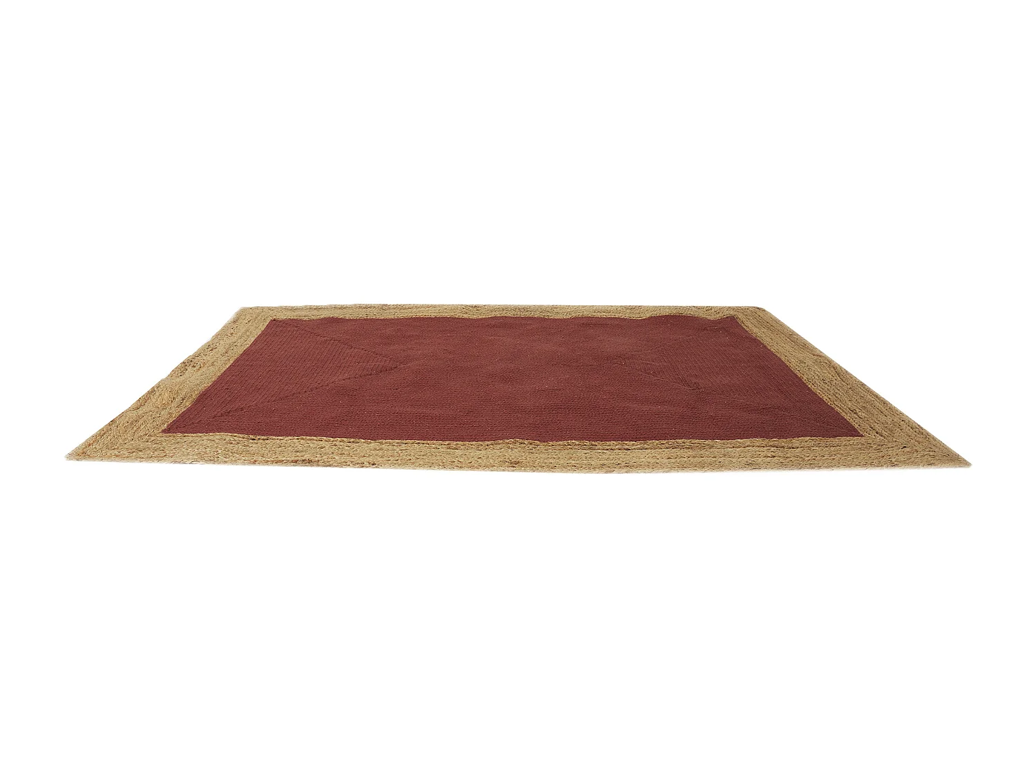 Tapis Jute Coton Terracotta 120x170cm Rouge, Marron