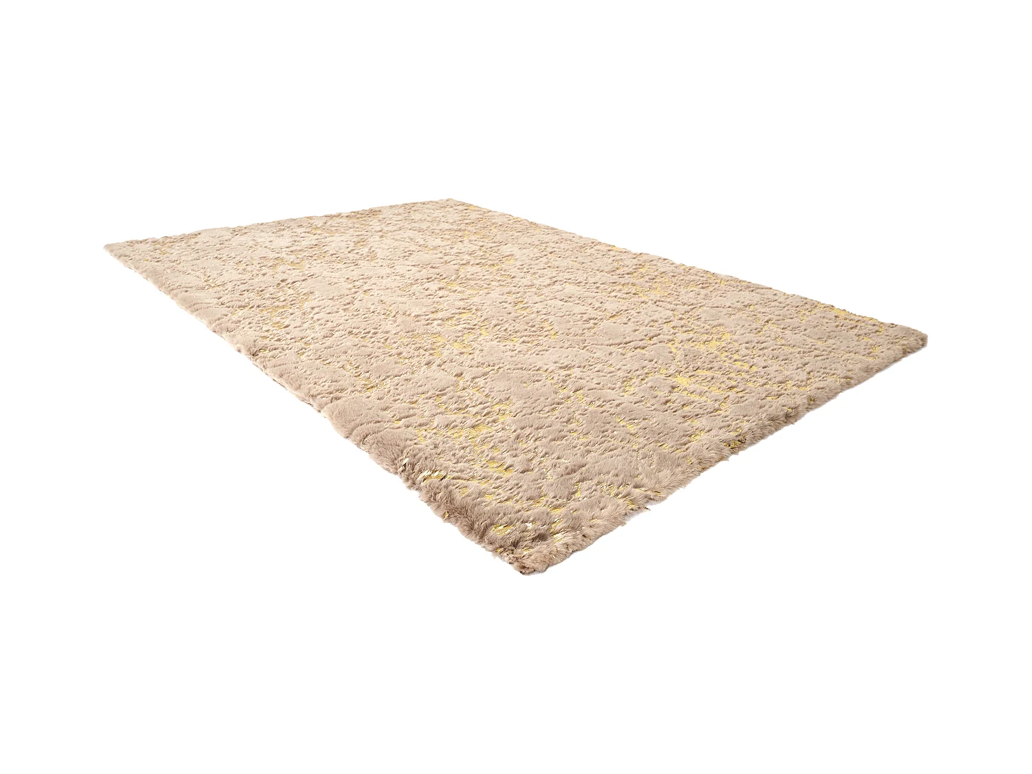 Tapis Imit Fourrure Imp Dore Taupe 120x170cm Gris, Or