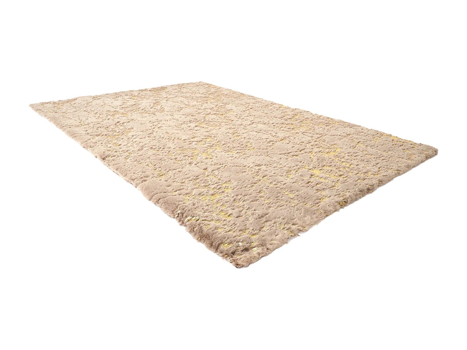 Tapis Imit Fourrure Imp Dore Taupe 120x170cm Gris, Or