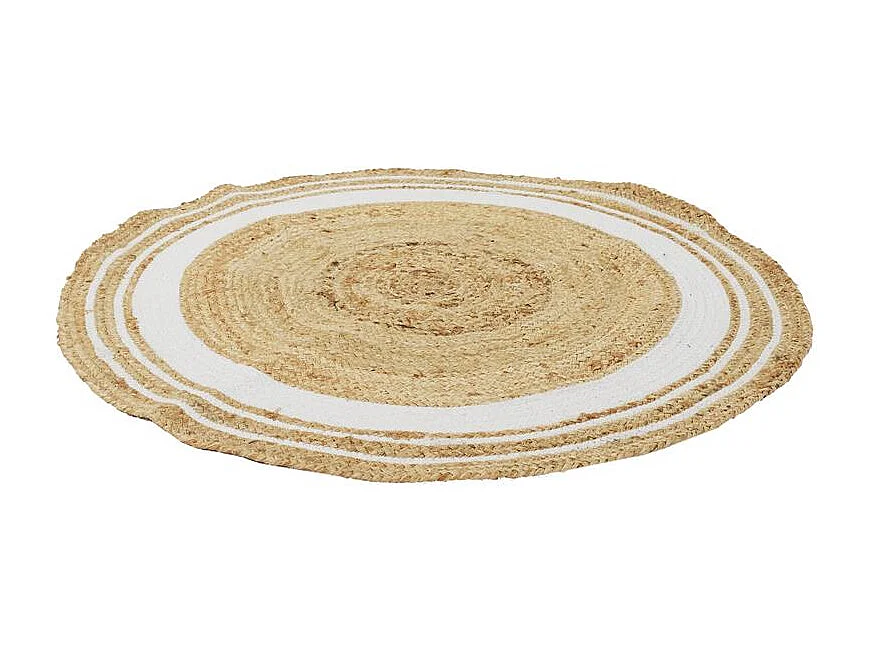 Tapis Rond Déco en Jute "Limo" 90cm Blanc