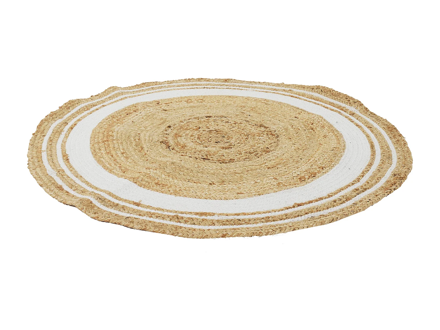 Tapis Rond Déco en Jute "Limo" 90cm Blanc
