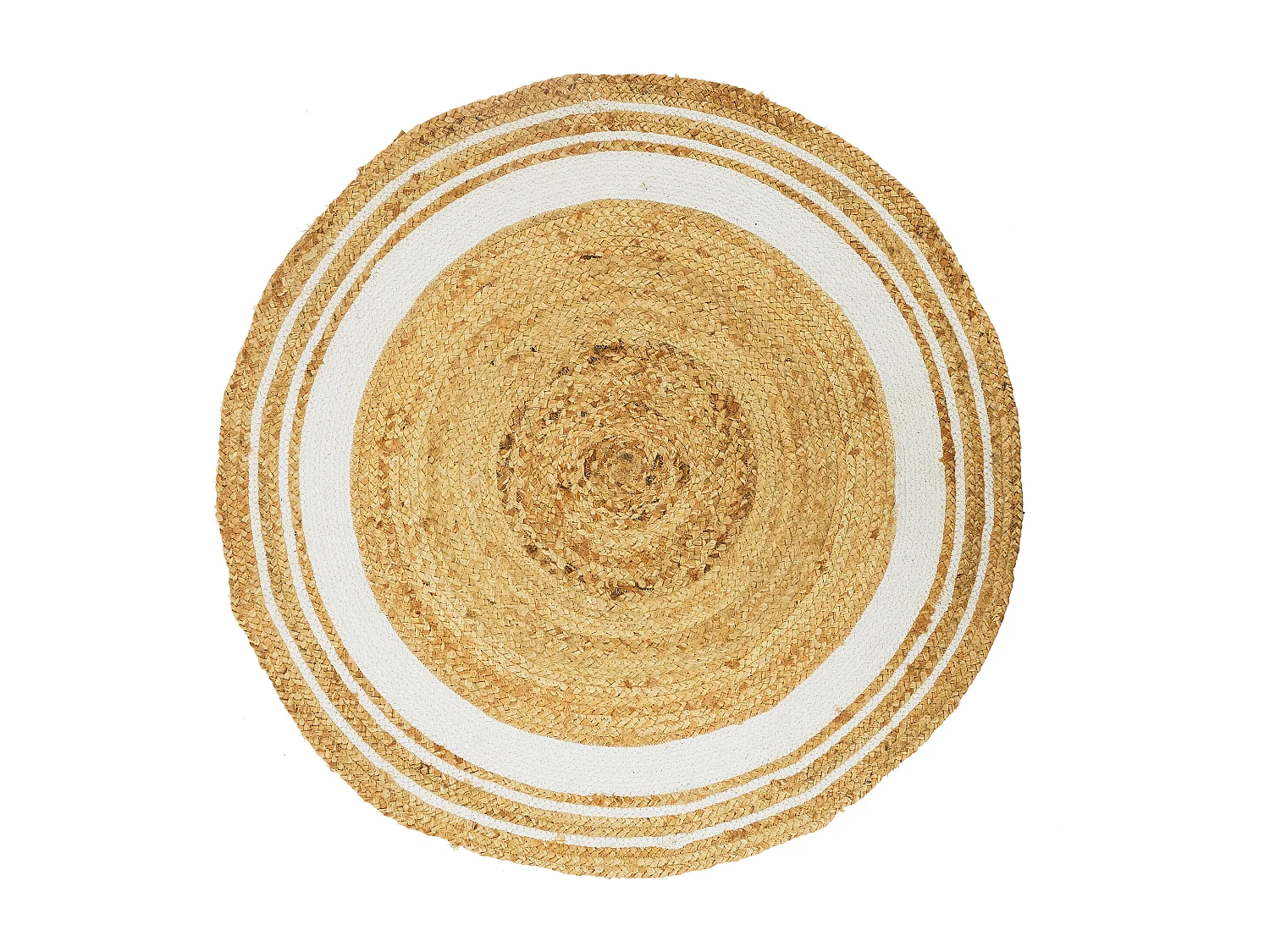Tapis Rond Déco en Jute "Limo" 90cm Blanc