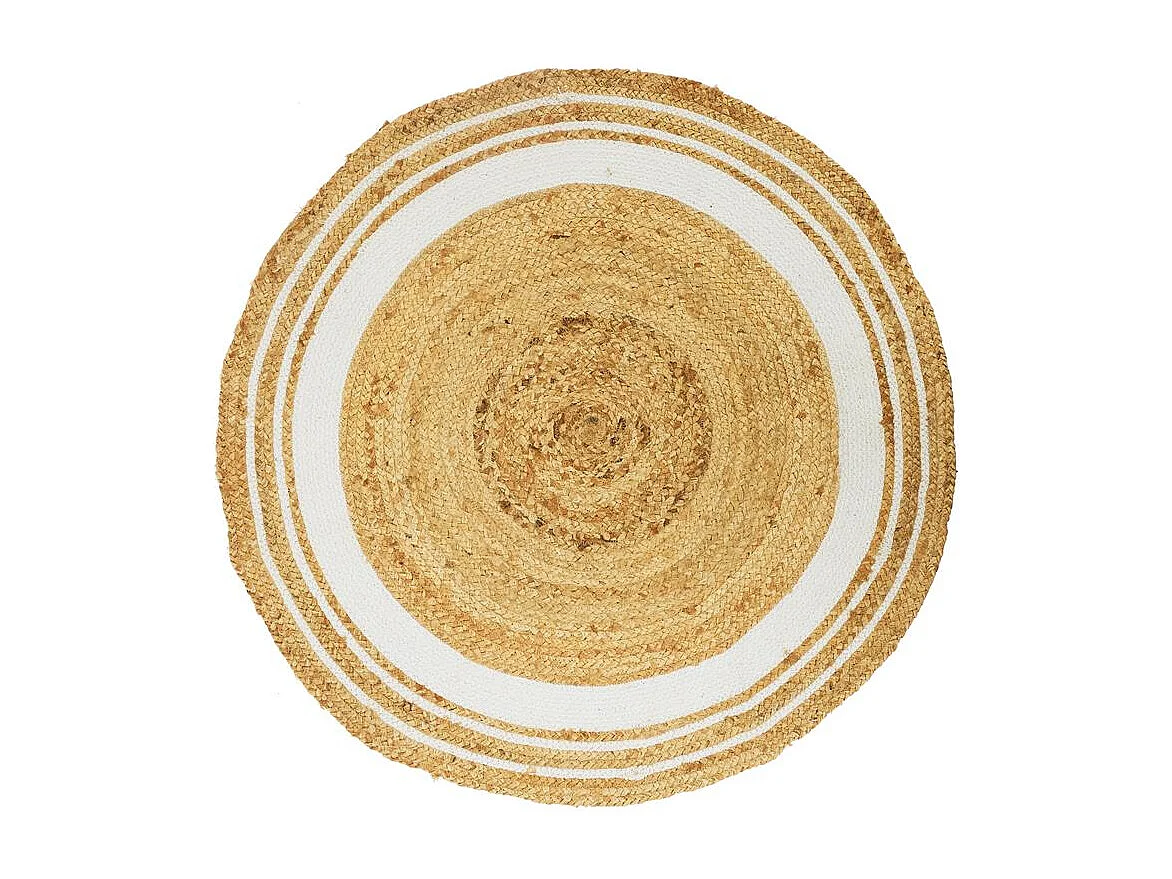 Tapis Rond Déco en Jute "Limo" 90cm Blanc