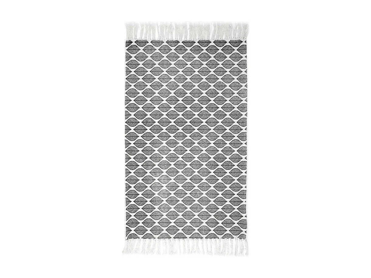 Tapis Déco à Franges "Zeste" 50x80cm Noir & Blanc