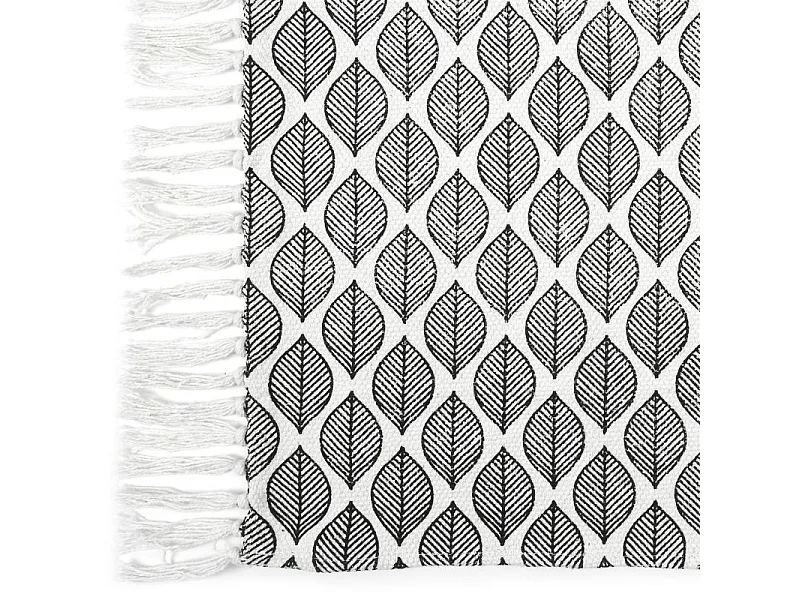 Tapis Déco à Franges "Zeste" 50x80cm Noir & Blanc