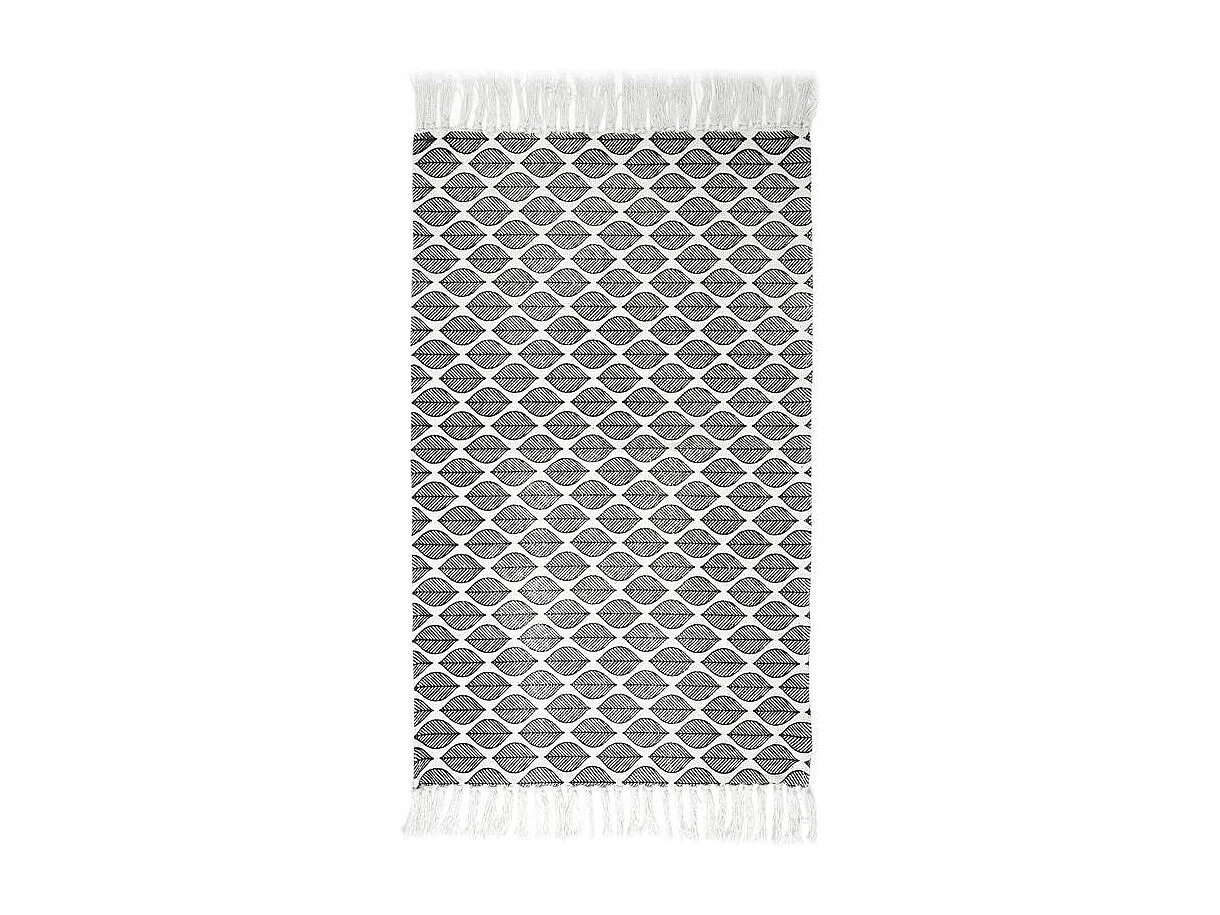Tapis Déco à Franges "Zeste" 50x80cm Noir & Blanc