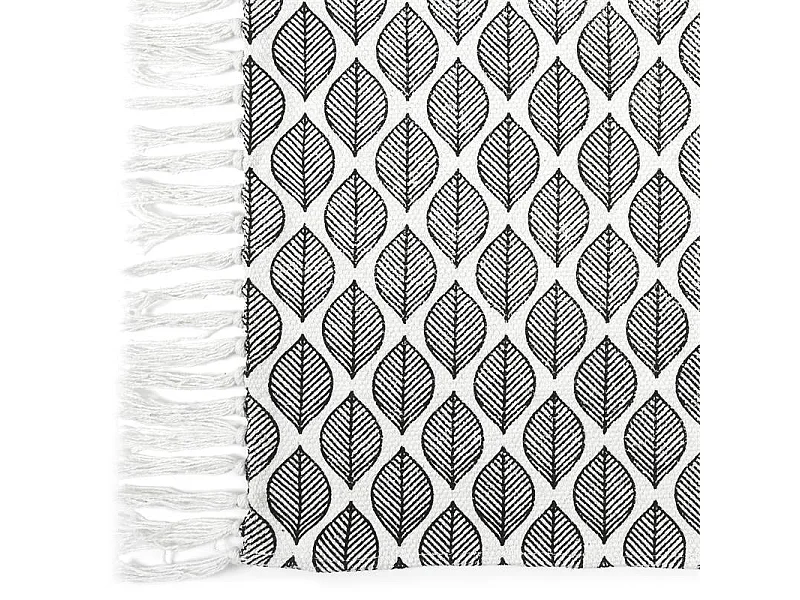 Tapis Déco à Franges "Zeste" 50x80cm Noir & Blanc