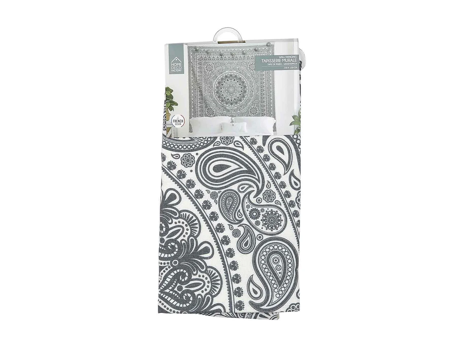 Tapisserie Murale Mandala Gris 150x150cm Gris