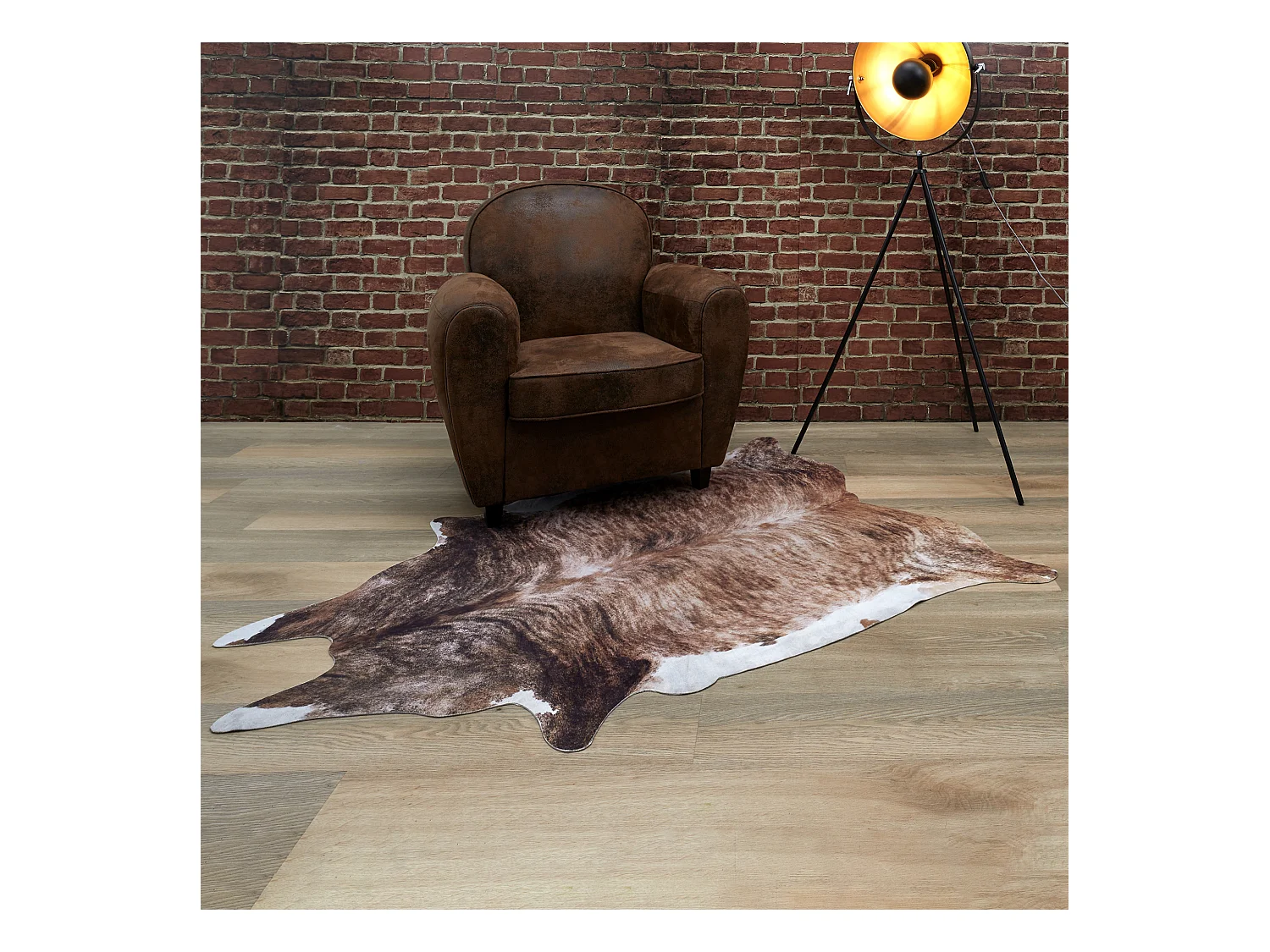 Tapis Imitation Peau De Vache 120x158cm Marron
