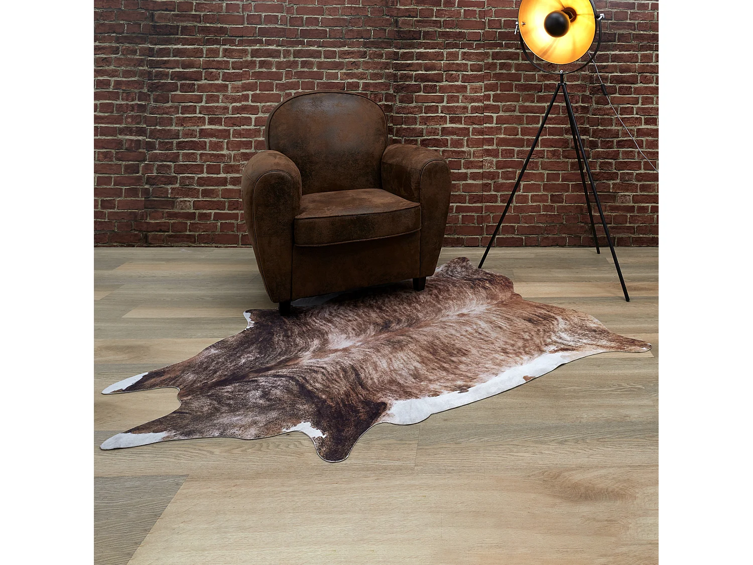 Tapis Imitation Peau De Vache 120x158cm Marron
