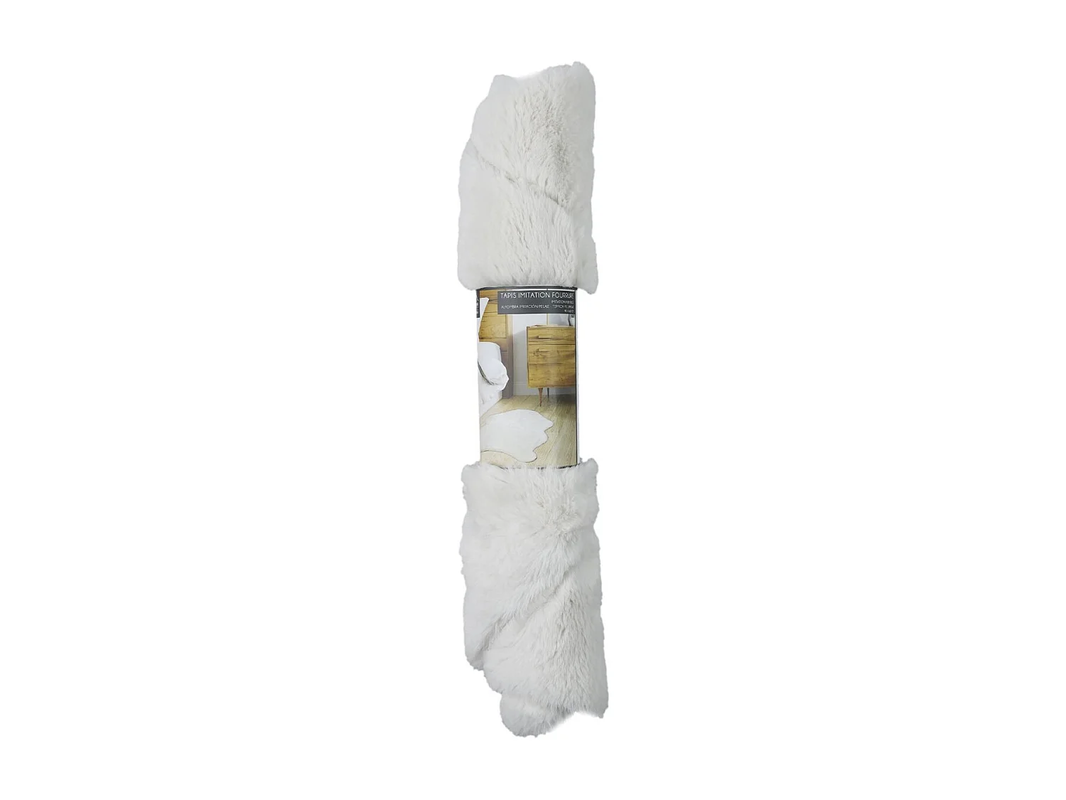 Tapis Imitation Fourrure Poil Fin Ecru 60x90cm Blanc