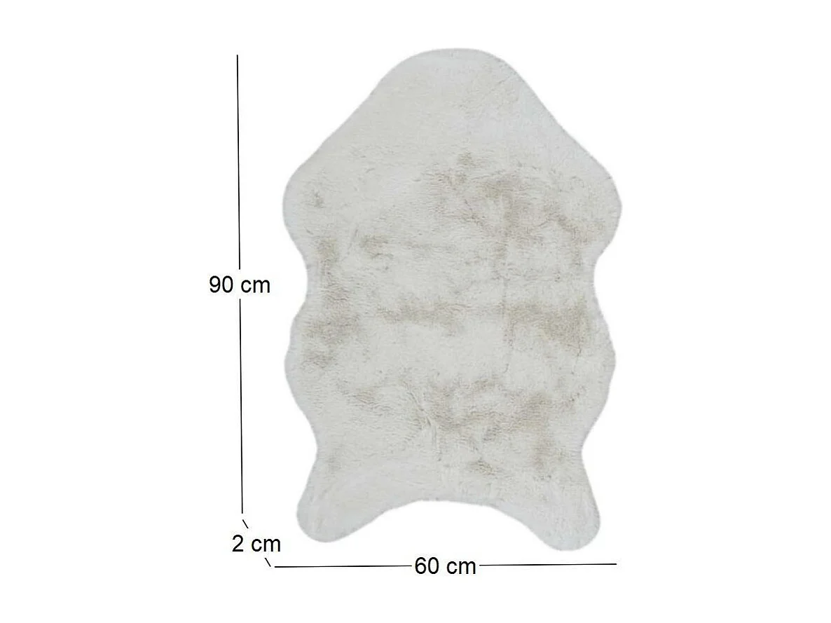 Tapis Imitation Fourrure Poil Fin Ecru 60x90cm Blanc
