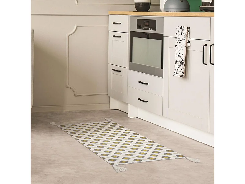 Tapis Déco à Pompons "Zeste" 50x80cm Blanc