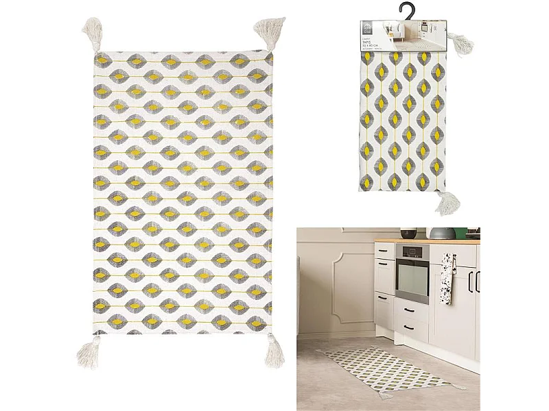 Tapis Déco à Pompons "Zeste" 50x80cm Blanc