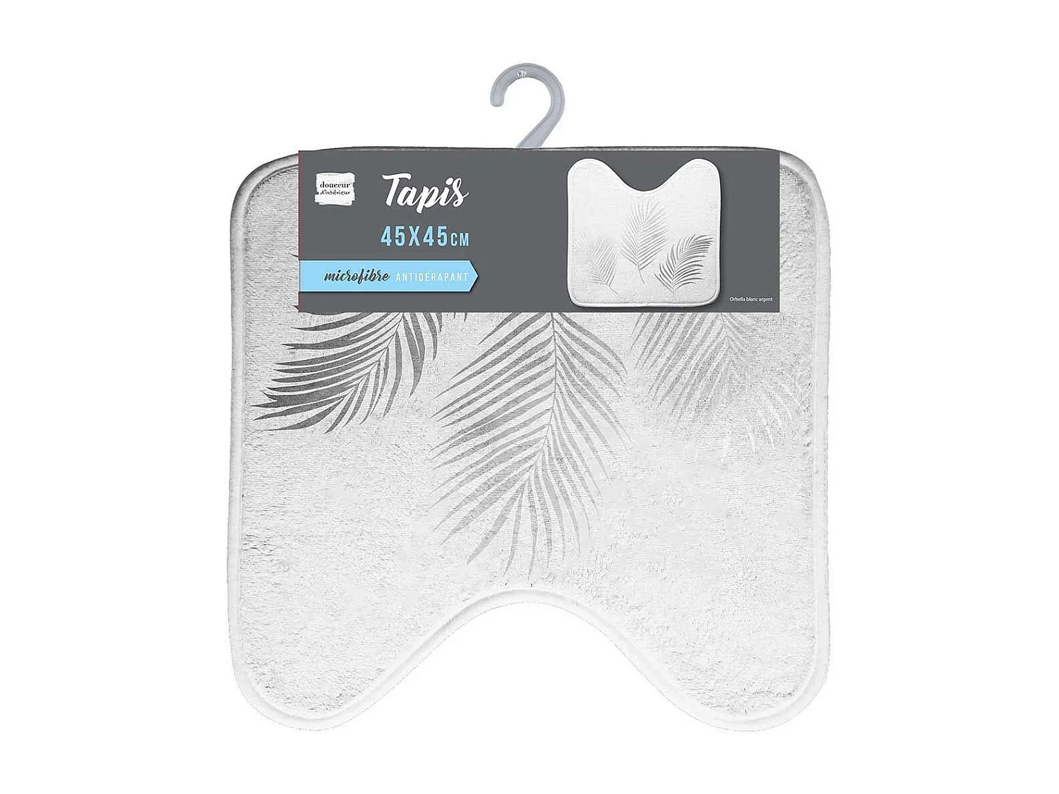 Tapis Contour WC Imprimé "Orbella" 45x45cm Blanc & Argent