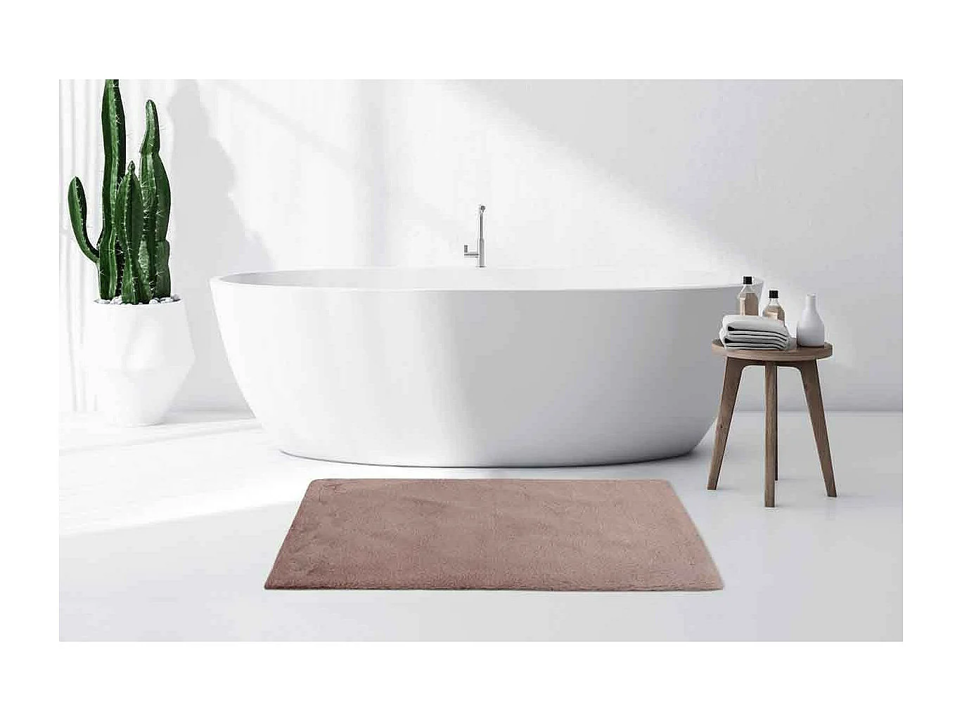 Tapis de Bain Fait à la Main "Rabbit" Rose 70 x 130 cm