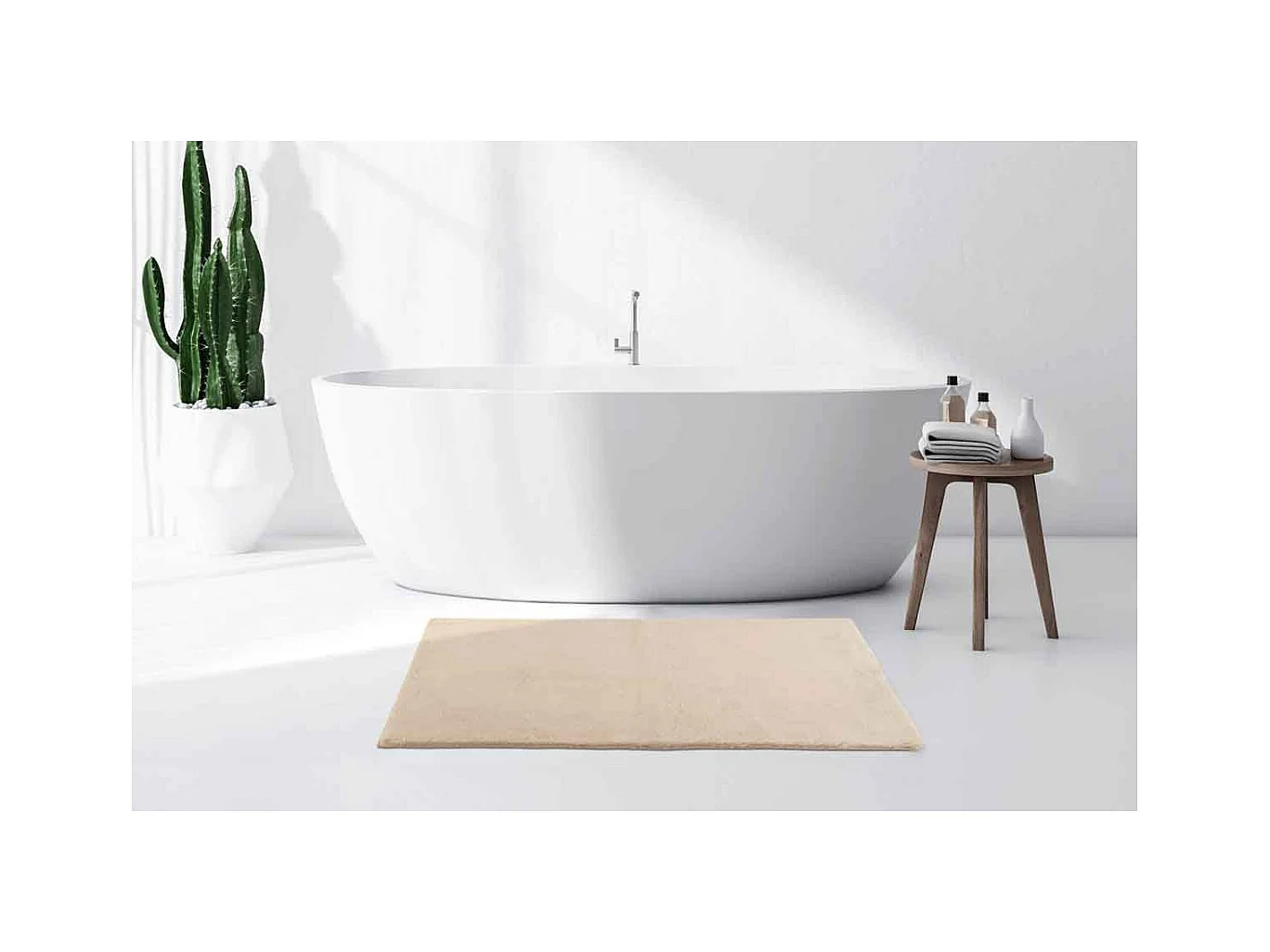 Tapis de Bain Fait à la Main "Rabbit" Beige 50 x 90 cm