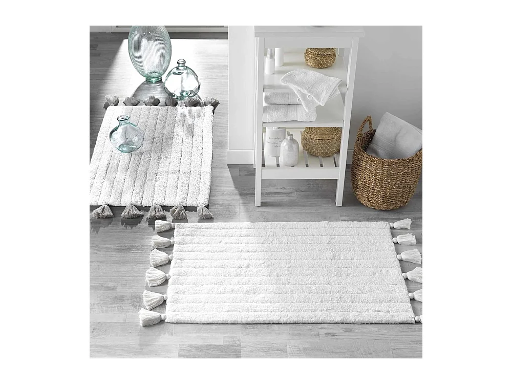 Tapis de Salle de Bain "Minatis" 50x80cm Blanc & Gris