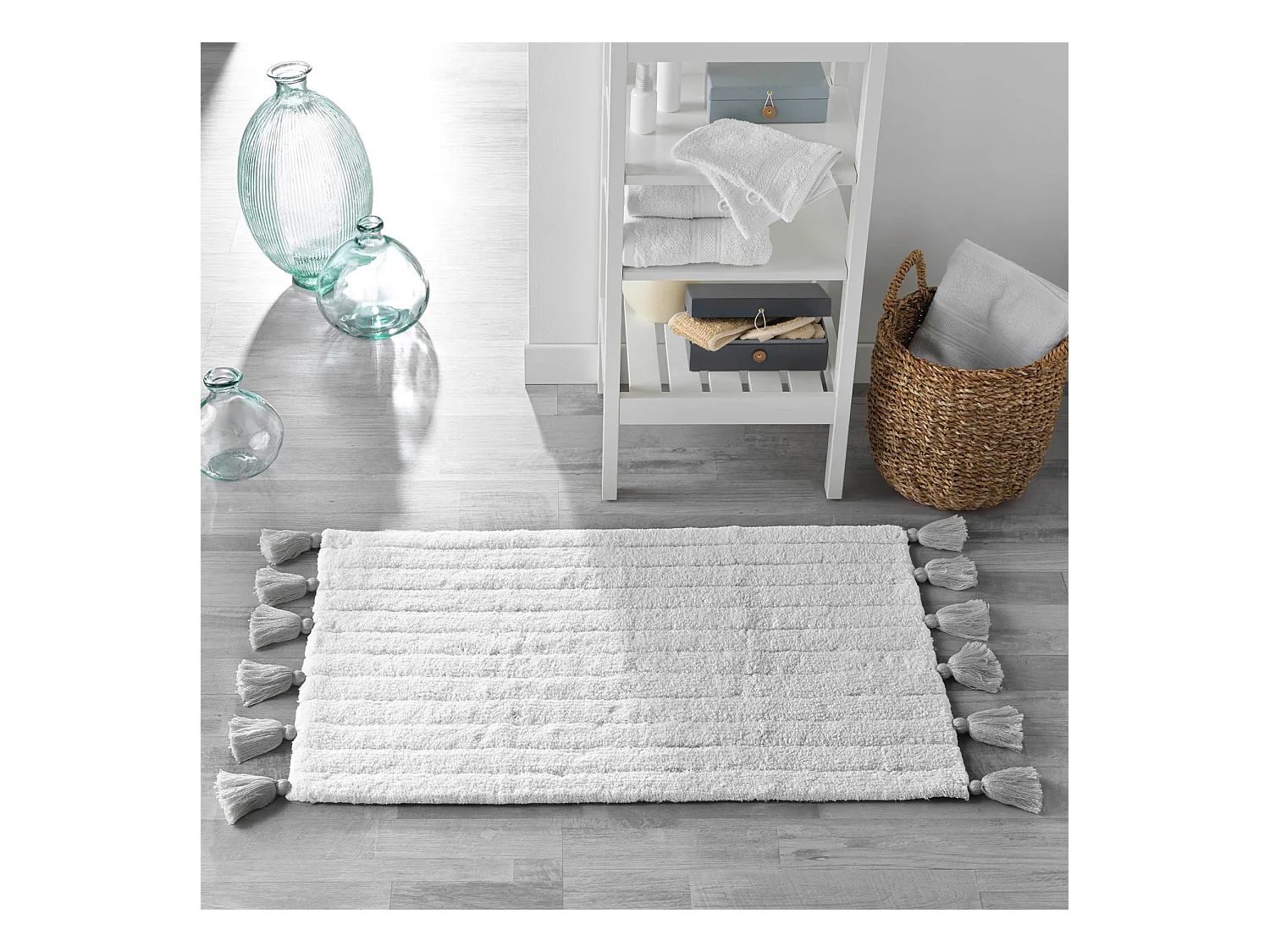 Tapis de Salle de Bain "Minatis" 50x80cm Blanc & Gris