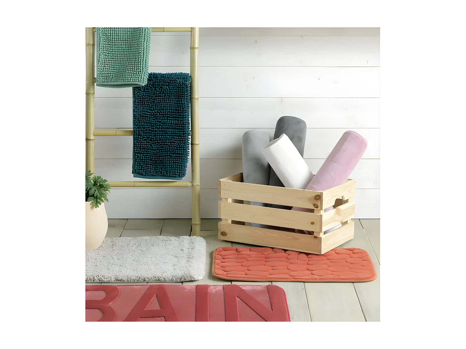 Tapis de Bain Microfibre "Vitamine" 50x120cm Kaki