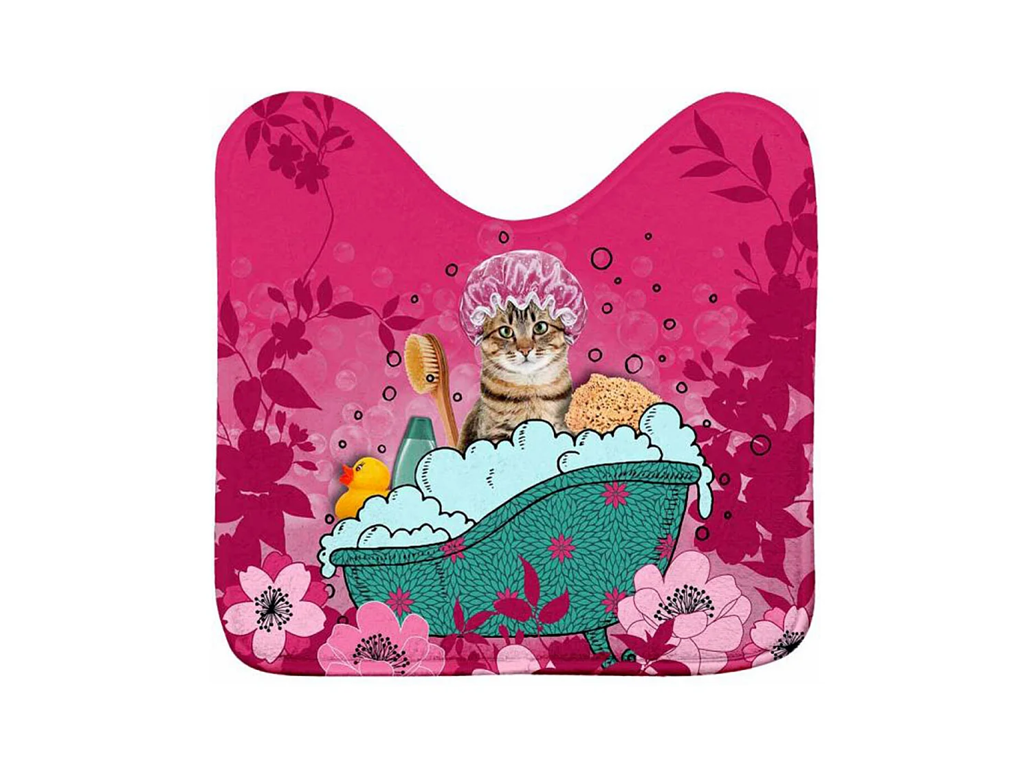 Tapis Contour WC Imprimé "Chatibulle" 45x45cm Rose