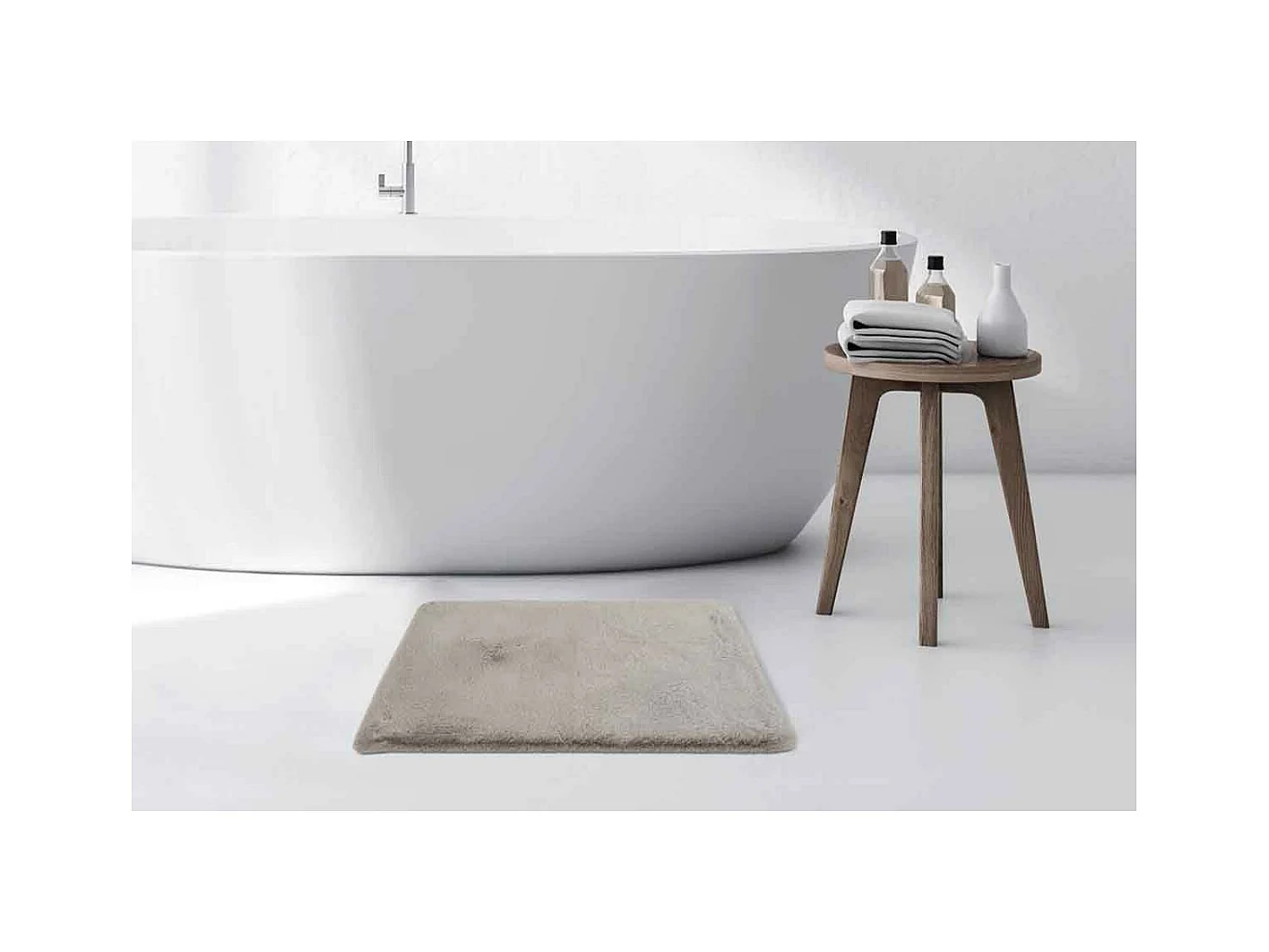 Tapis de Bain Doux Antidérapant "Rabbit" Gris Clair 40 x 60 cm