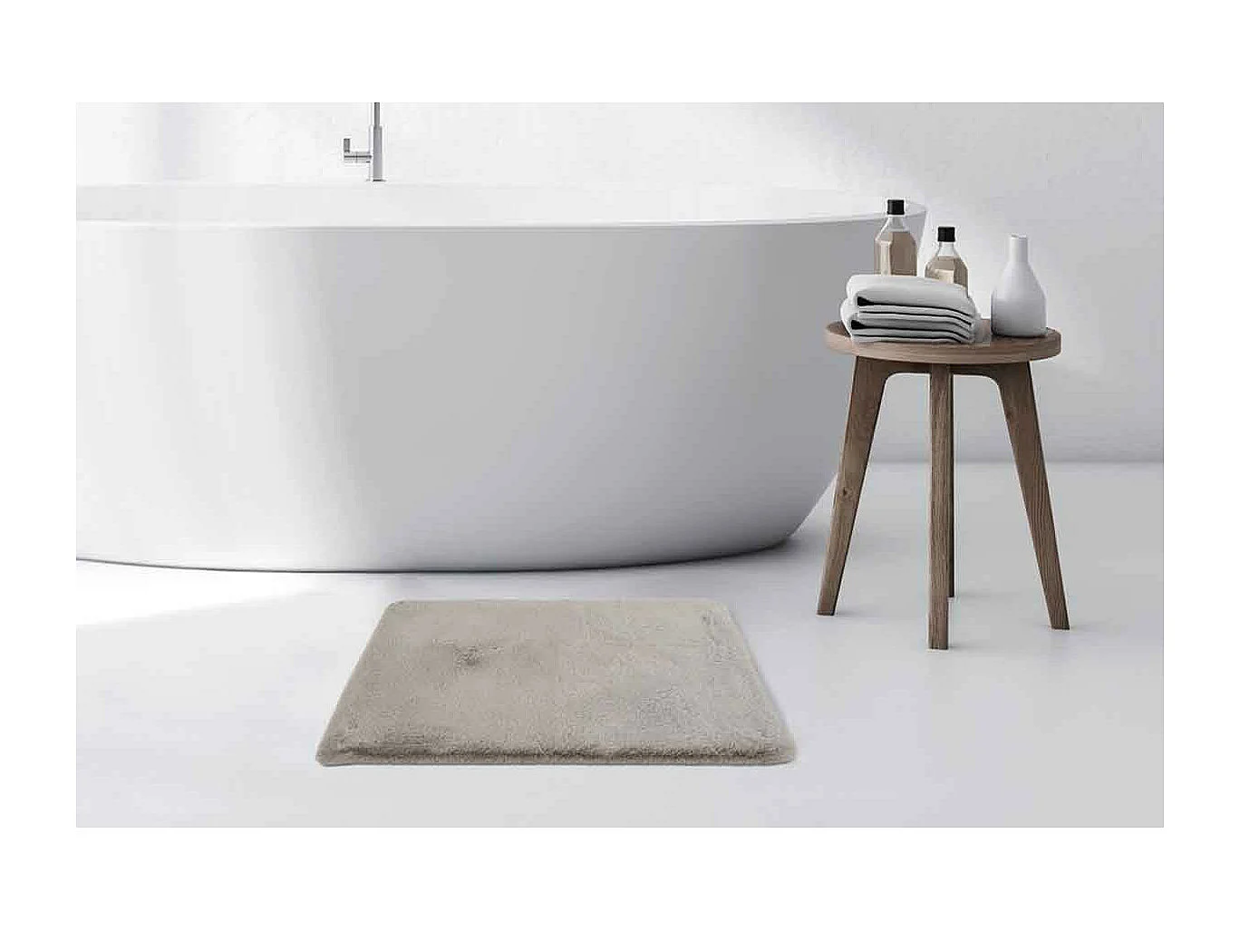 Tapis de Bain Doux Antidérapant "Rabbit" Gris Clair 40 x 60 cm