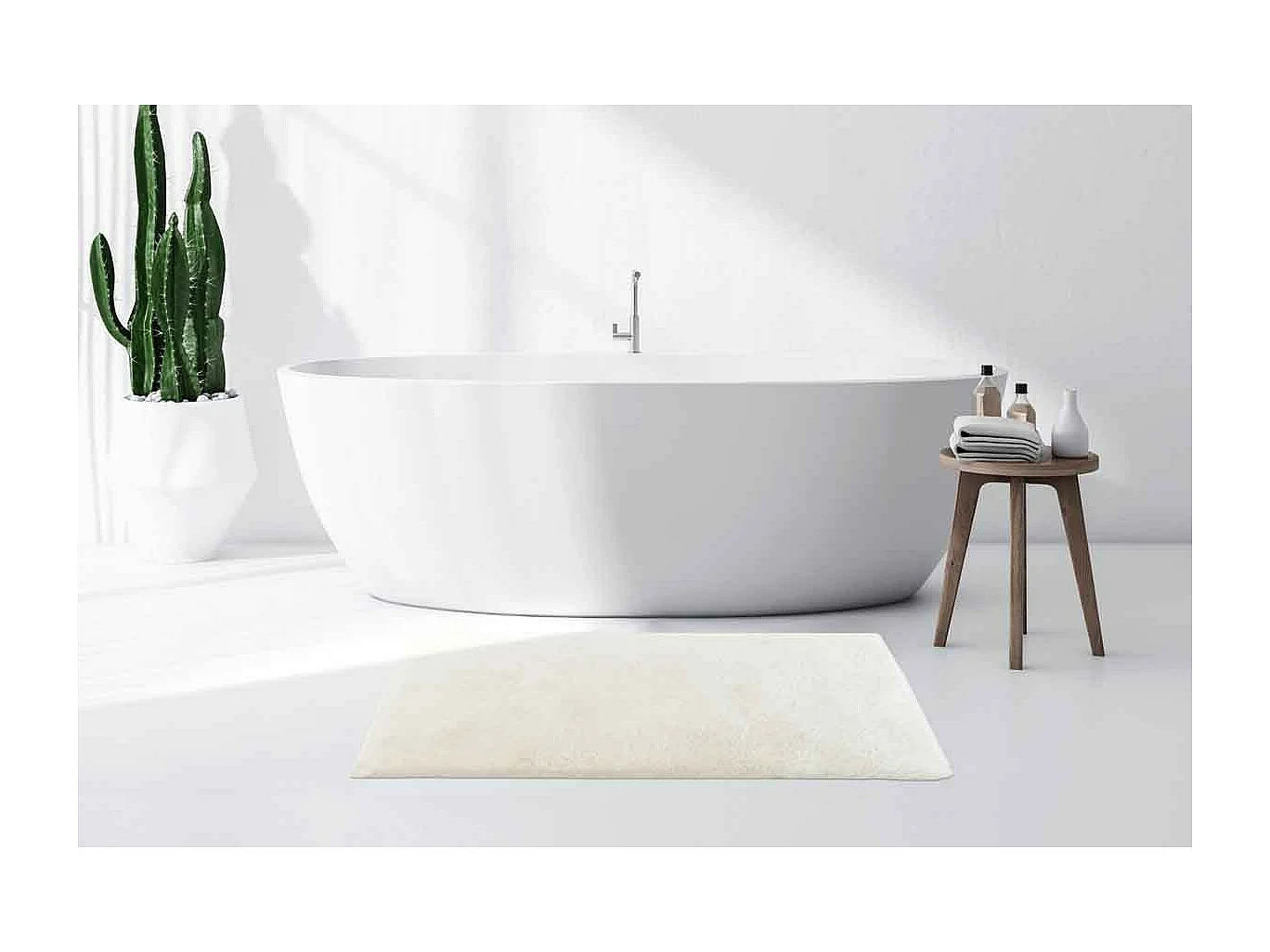 Tapis de Bain Fait à la Main "Rabbit" Blanc 65 x 100 cm