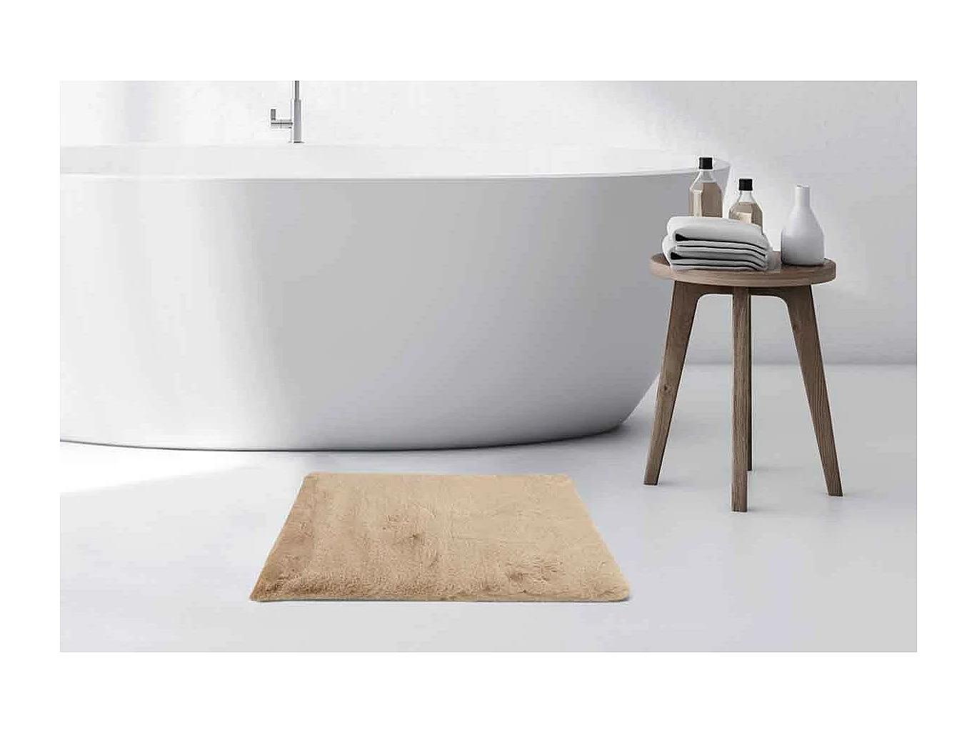 Tapis de Bain Doux Antidérapant "Rabbit" Beige 65 x 100 cm