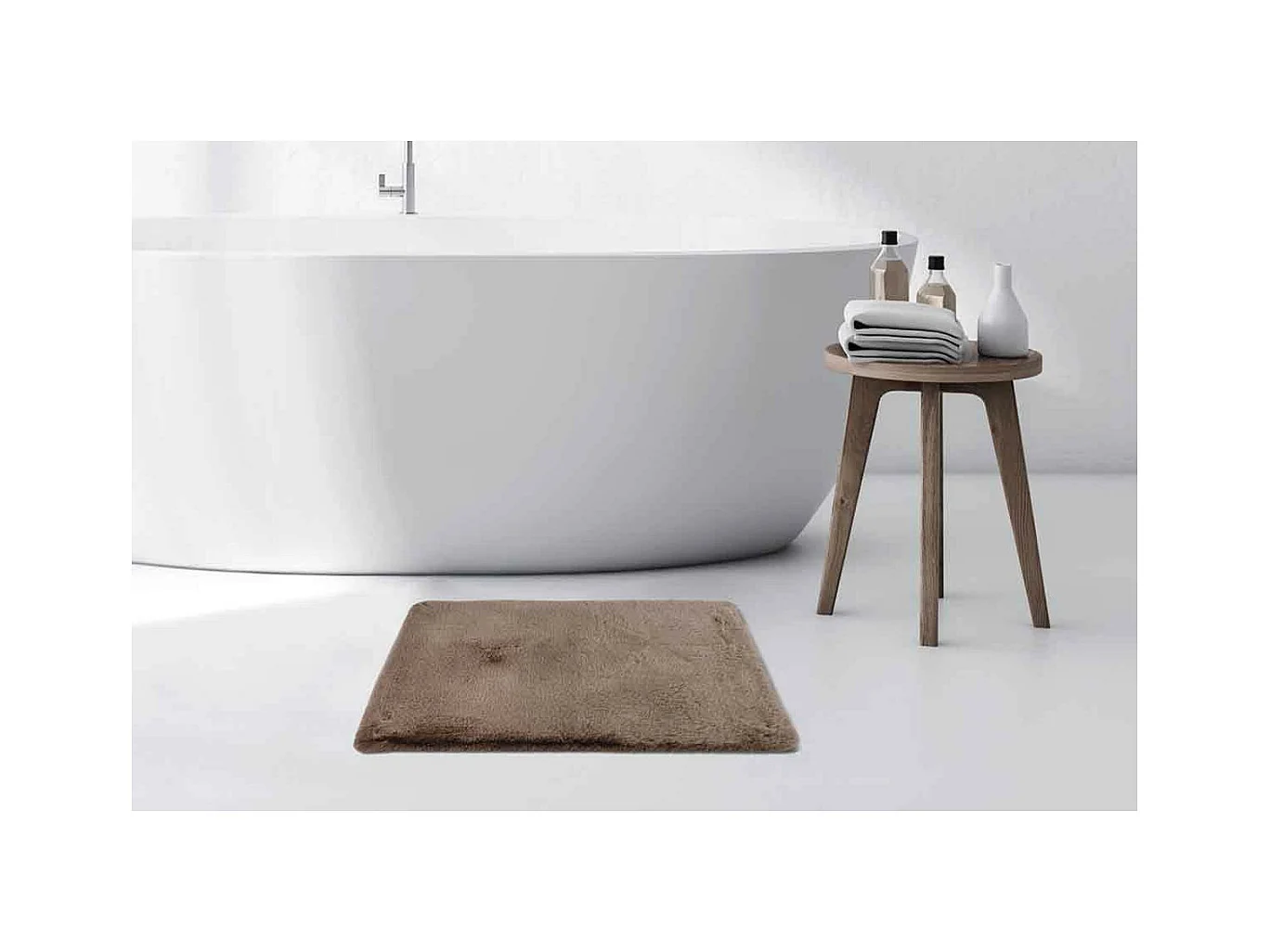 Tapis de Bain Doux Antidérapant "Rabbit" Beige Foncé 40 x 60 cm