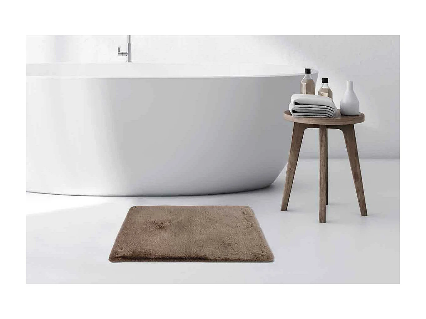 Tapis de Bain Doux Antidérapant "Rabbit" Beige Foncé 40 x 60 cm