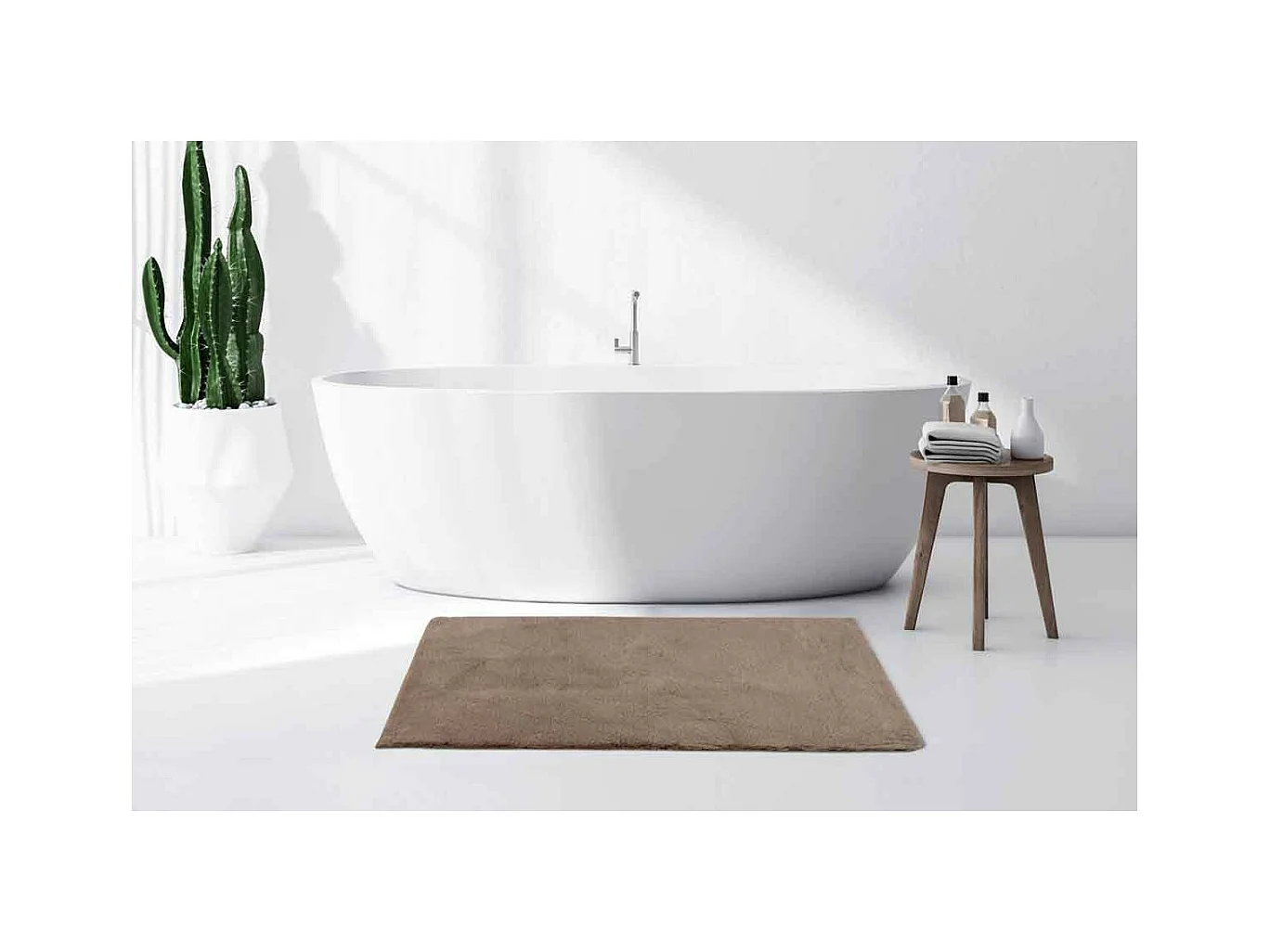 Tapis de Bain Fait à la Main "Rabbit" Beige Foncé 50 x 90 cm