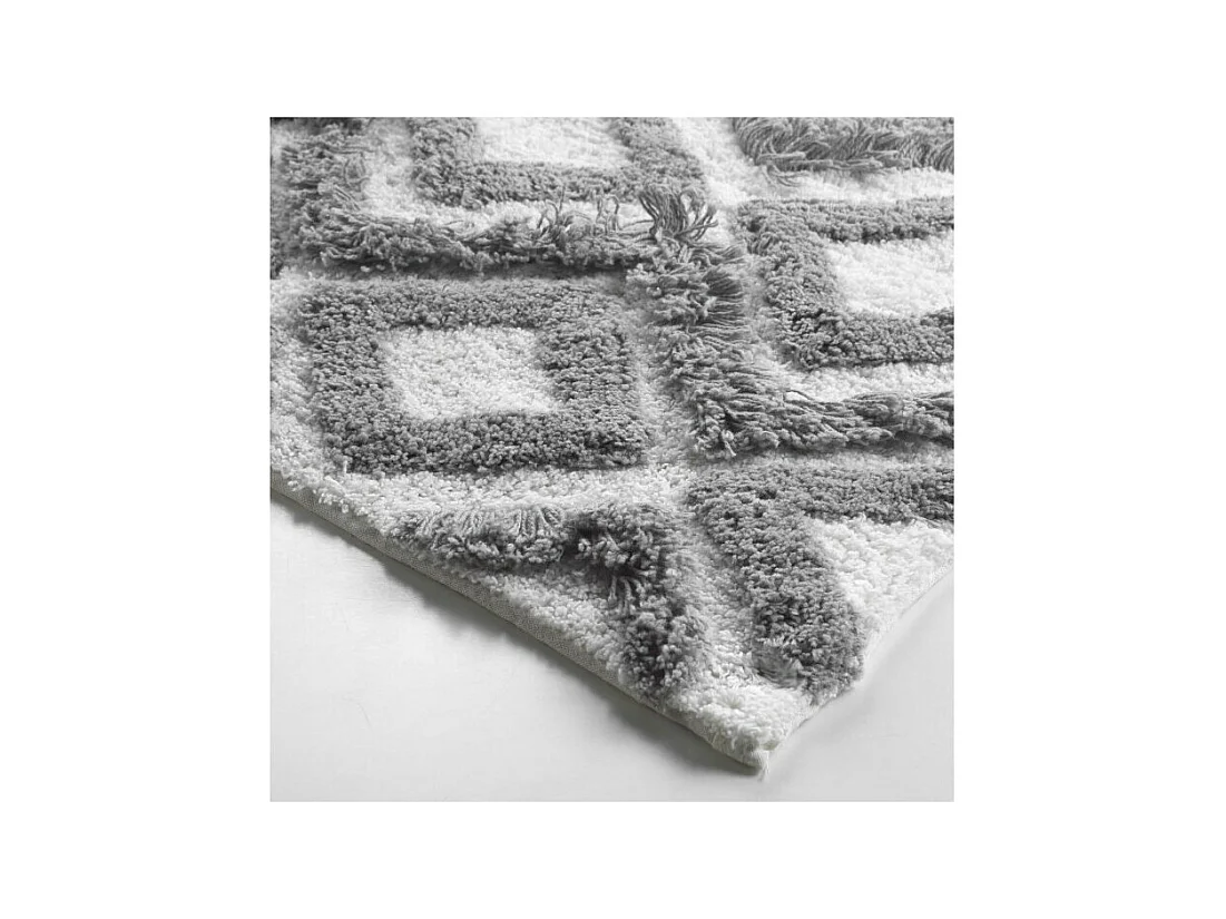 Tapis de Salle de Bain "Ikatis" 50x80cm Blanc & Gris