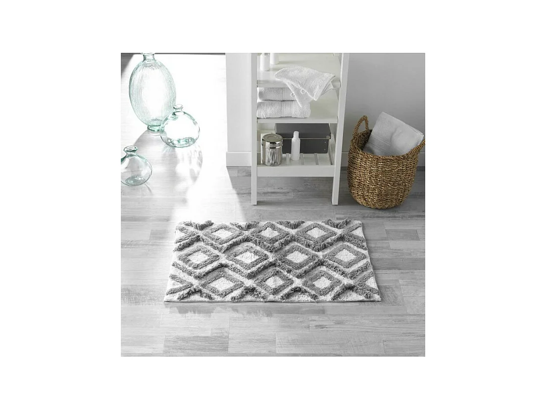 Tapis de Salle de Bain "Ikatis" 50x80cm Blanc & Gris
