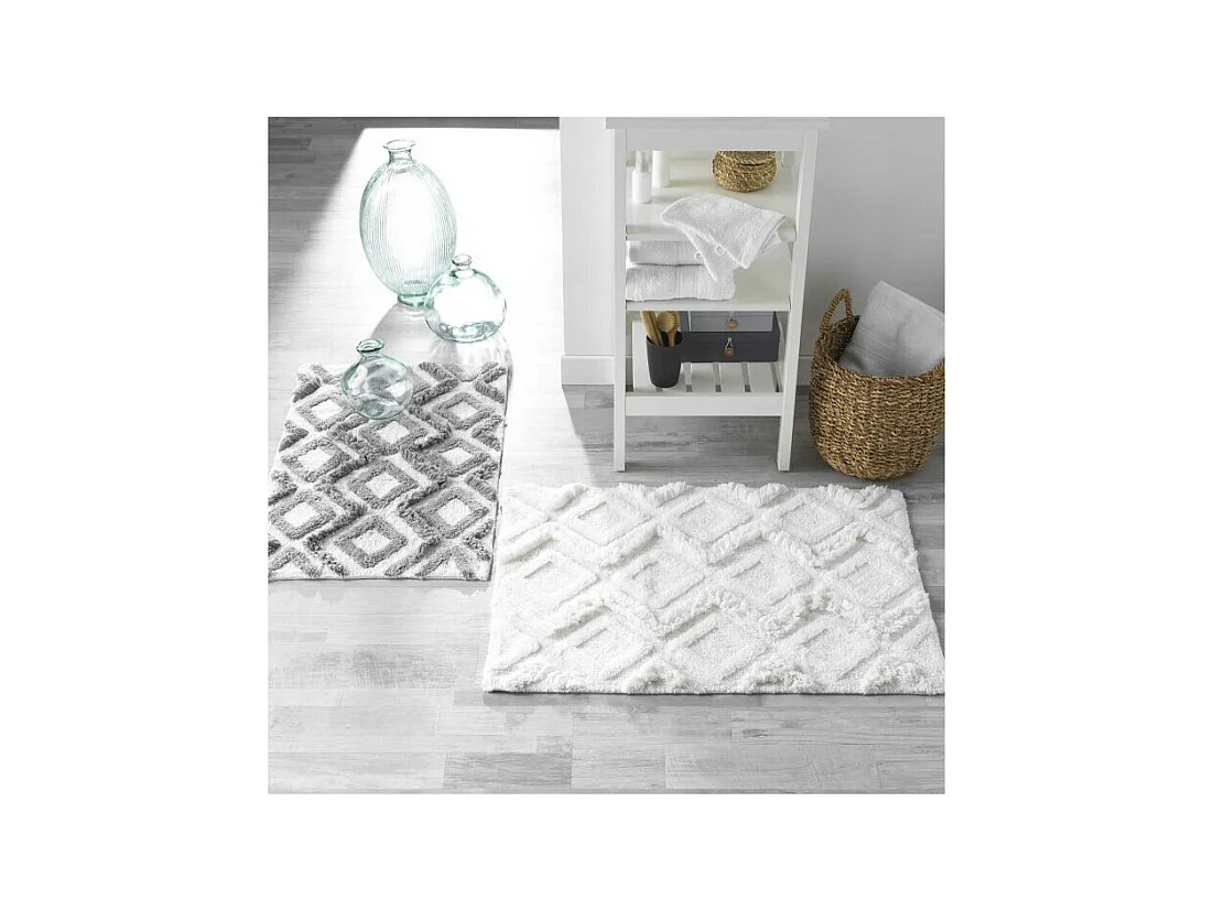 Tapis de Salle de Bain "Ikatis" 50x80cm Blanc & Gris