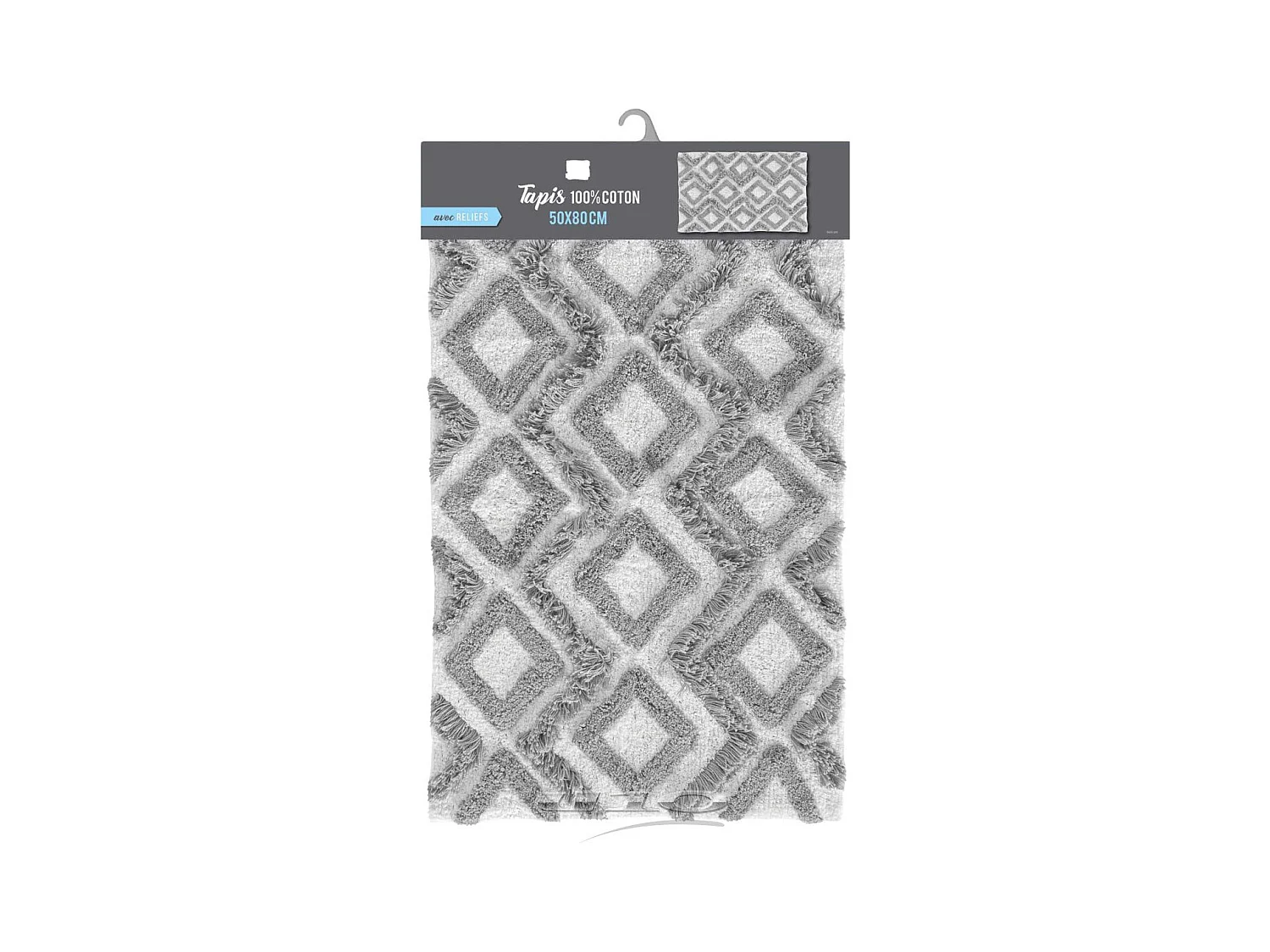 Tapis de Salle de Bain "Ikatis" 50x80cm Blanc & Gris