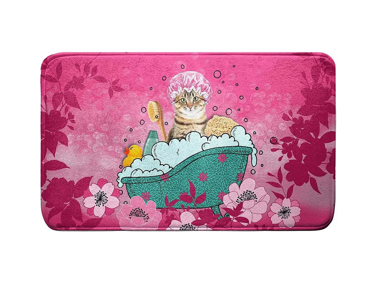 Tapis de Salle de Bain "Chatibulle" 45x75cm Rose