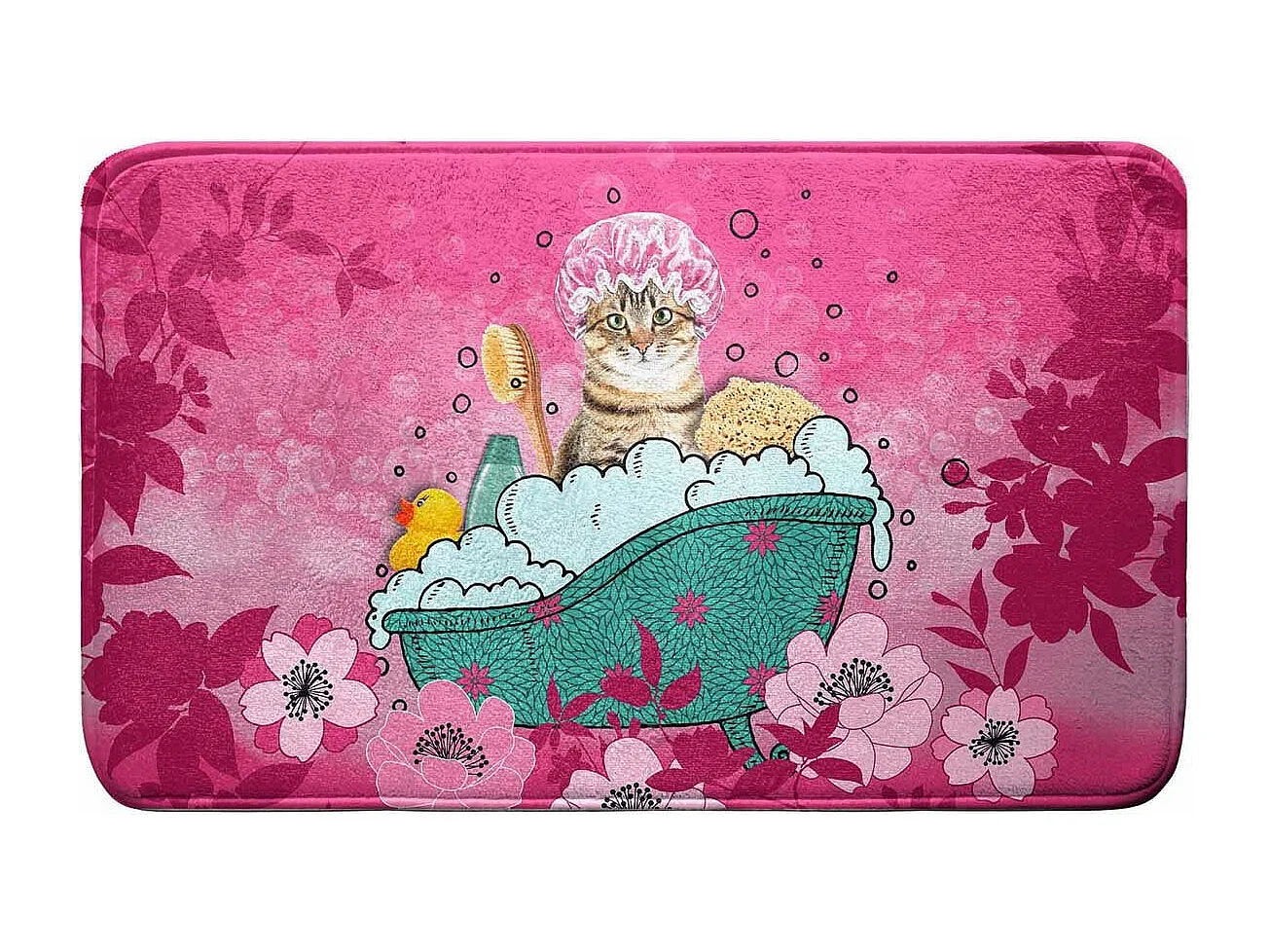 Tapis de Salle de Bain "Chatibulle" 45x75cm Rose