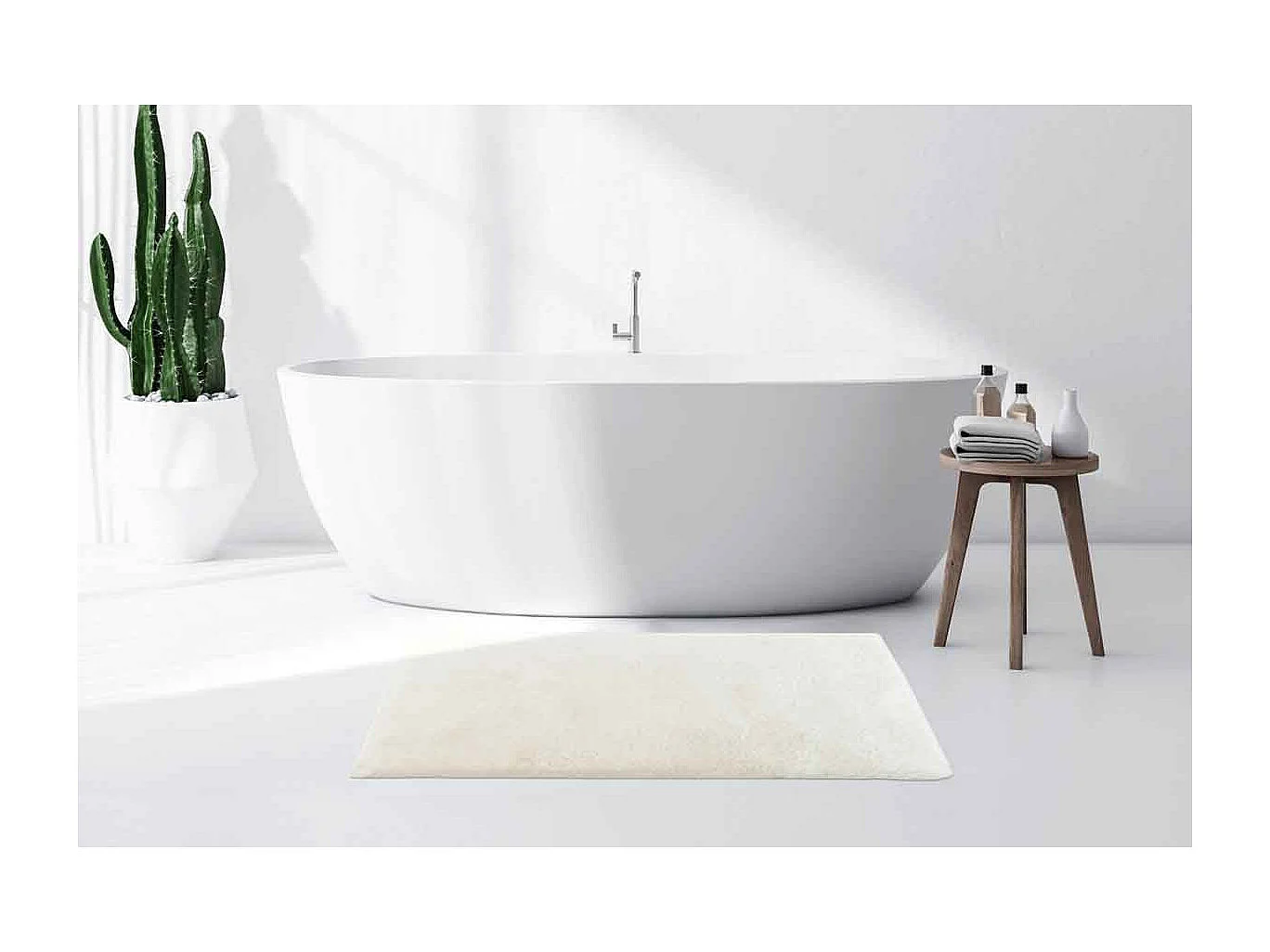 Tapis de Bain Fait à la Main "Rabbit" Blanc 50 x 90 cm