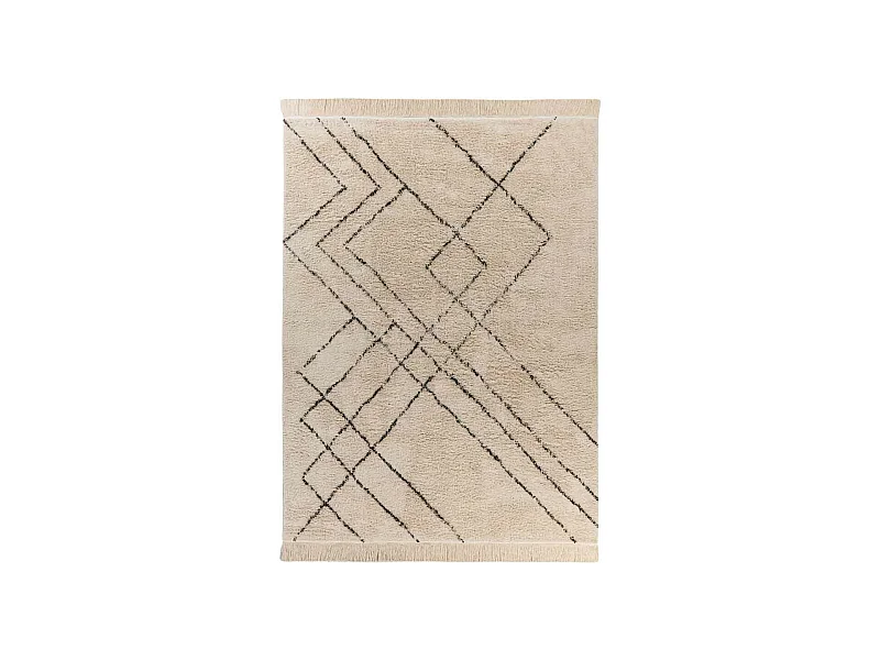 Tapis Tufté à la Main Ethnique "Mylen VI" Beige & Noir 160 x 230 cm