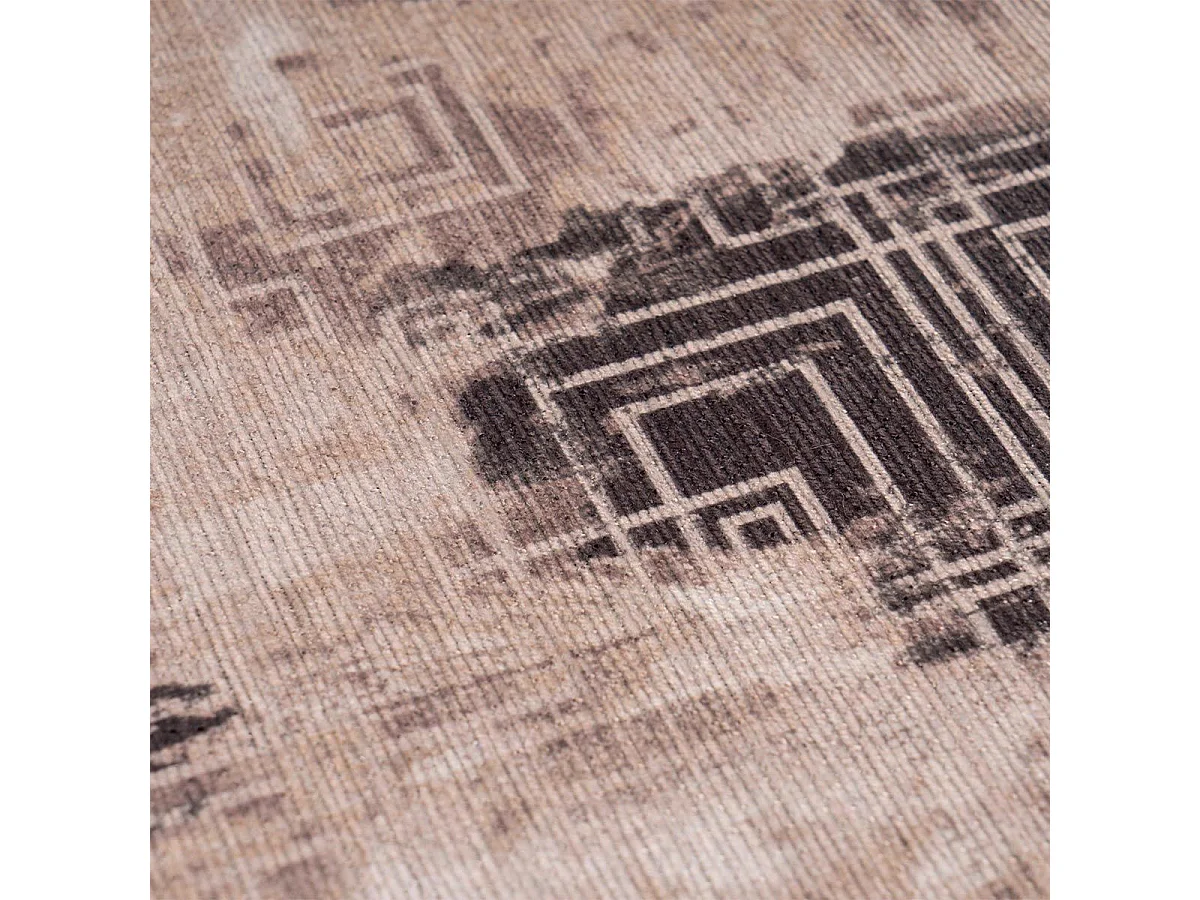 Tapis Tissé Imprimé Vintage "Prayer II" Crème 160 x 230 cm