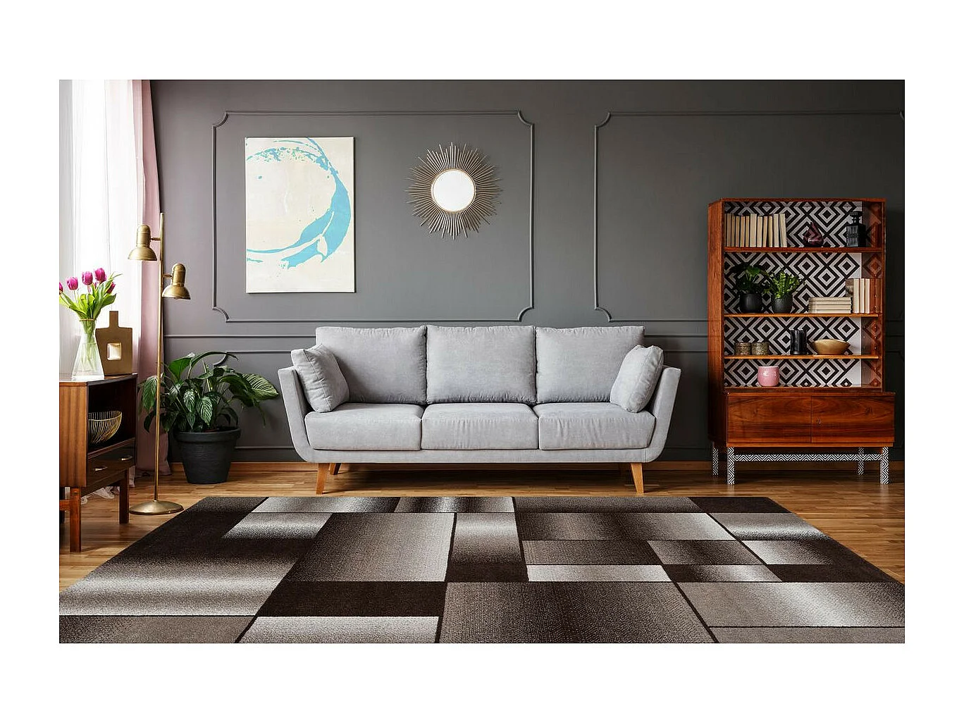 Tapis Tissé à Poils Courts "Broadway III" Marron & Beige 120 x 170 cm