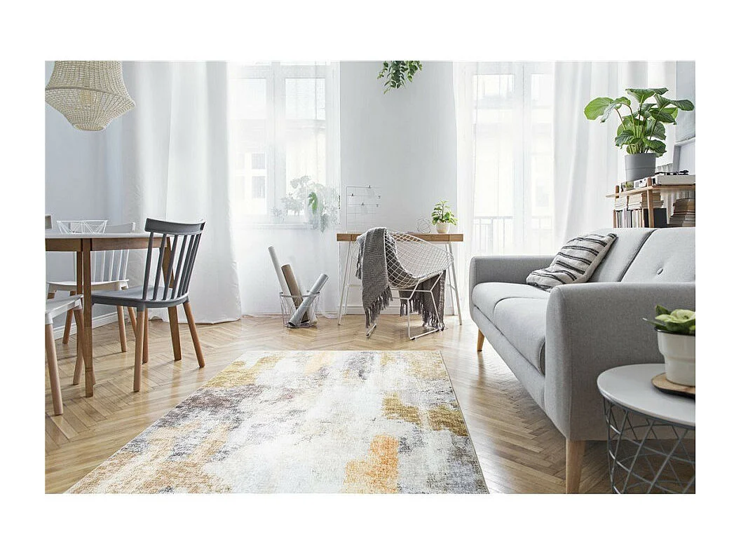 Tapis Vintage à Poils Plats "Galaxy III" Beige 170 x 240 cm