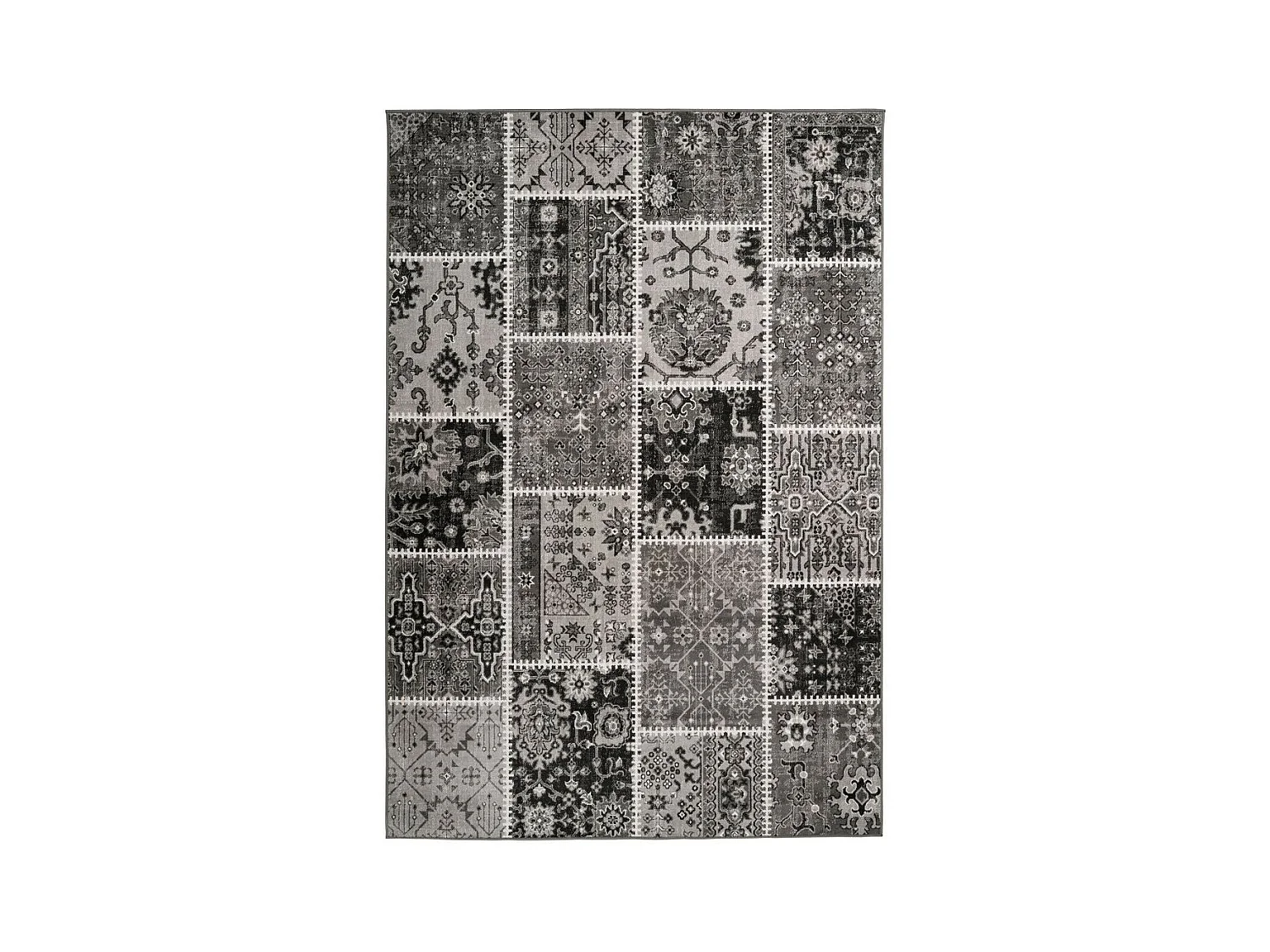 Tapis Patchwork à Poils Courts "Ariya" Gris 120 x 170 cm