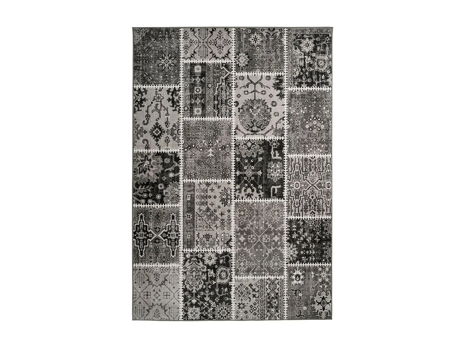 Tapis Patchwork à Poils Courts "Ariya" Gris 120 x 170 cm